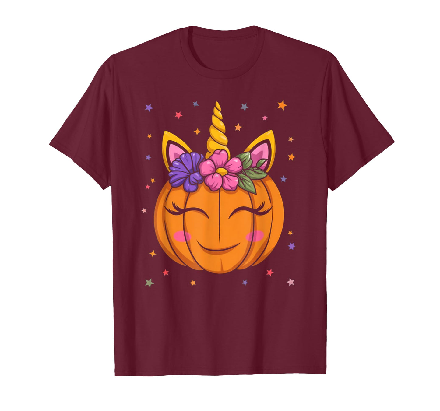 Cute Unicorn Pumpkin Girls Kids Funny Halloween Costume T-Shirt