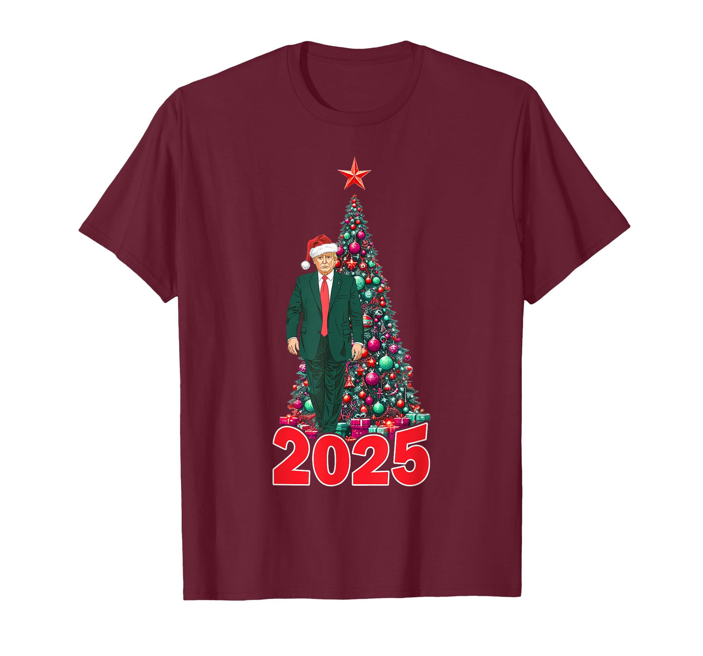 Funny Christmas Trump Santa 2025 Meme Xmas Tree Patriotic T-Shirt