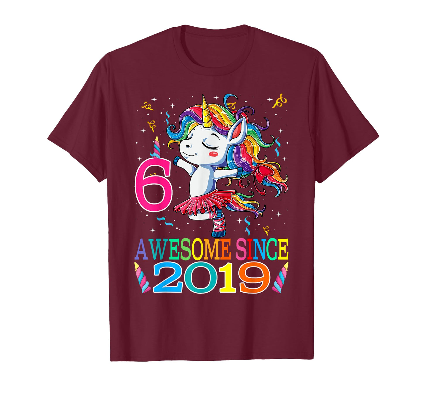 Dancing Unicorn 6 Year Old 6th Birthday Girl Unicorn Party T-Shirt