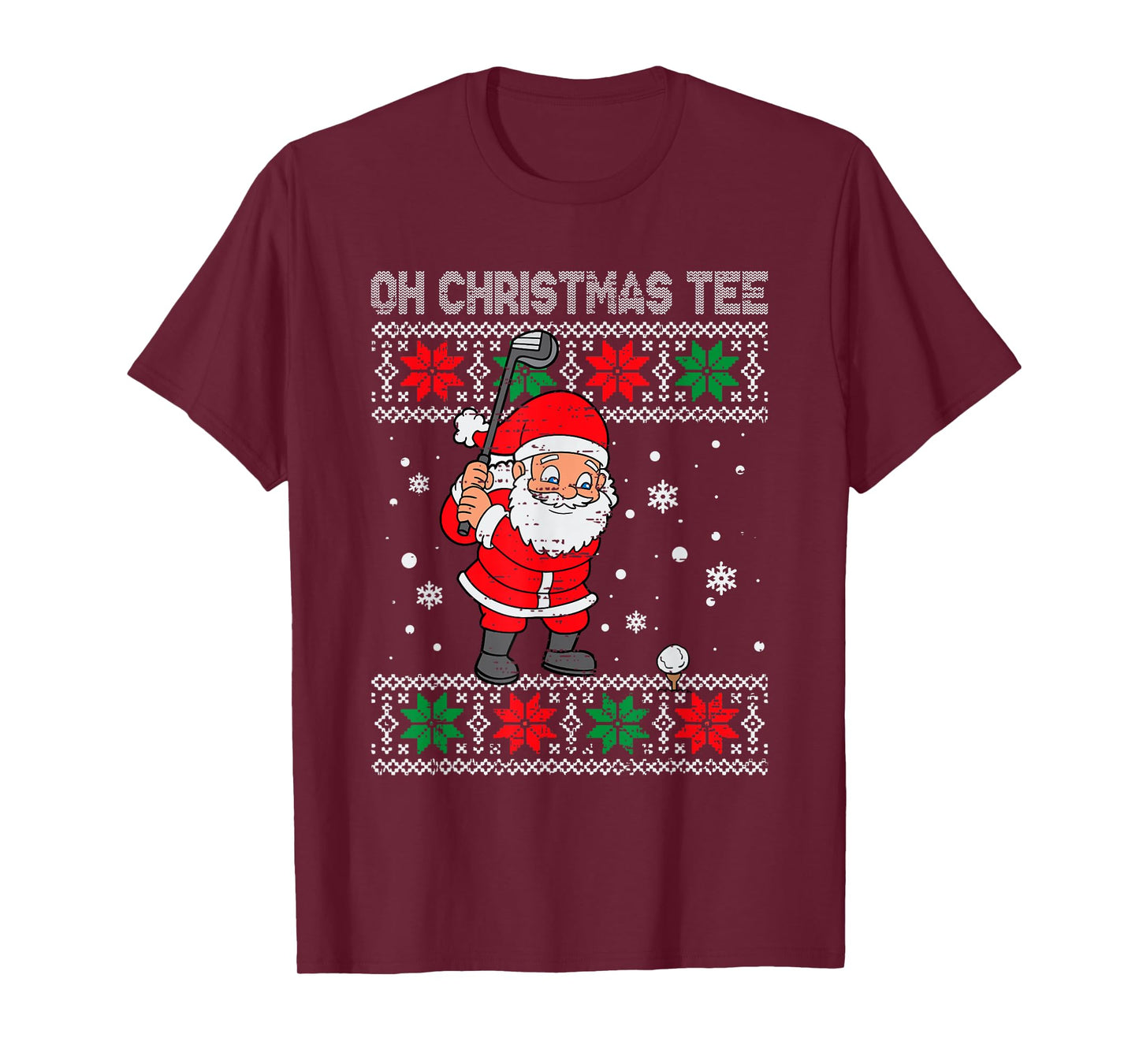 Christmas Santa Playing Golf Xmas Golfer For Mens Boy Kids T-Shirt