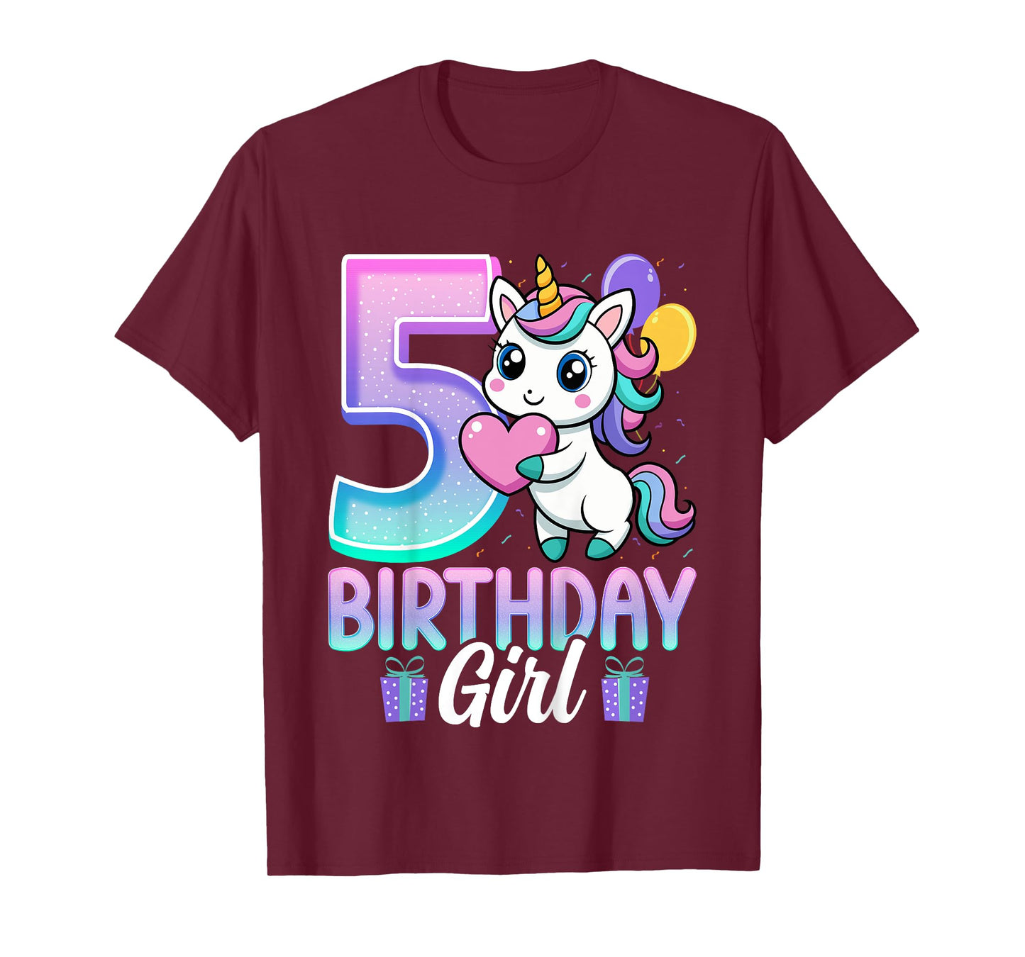 Birthday Girl Unicorn 5 Years Old 5th Birthday Party Unicorn T-Shirt