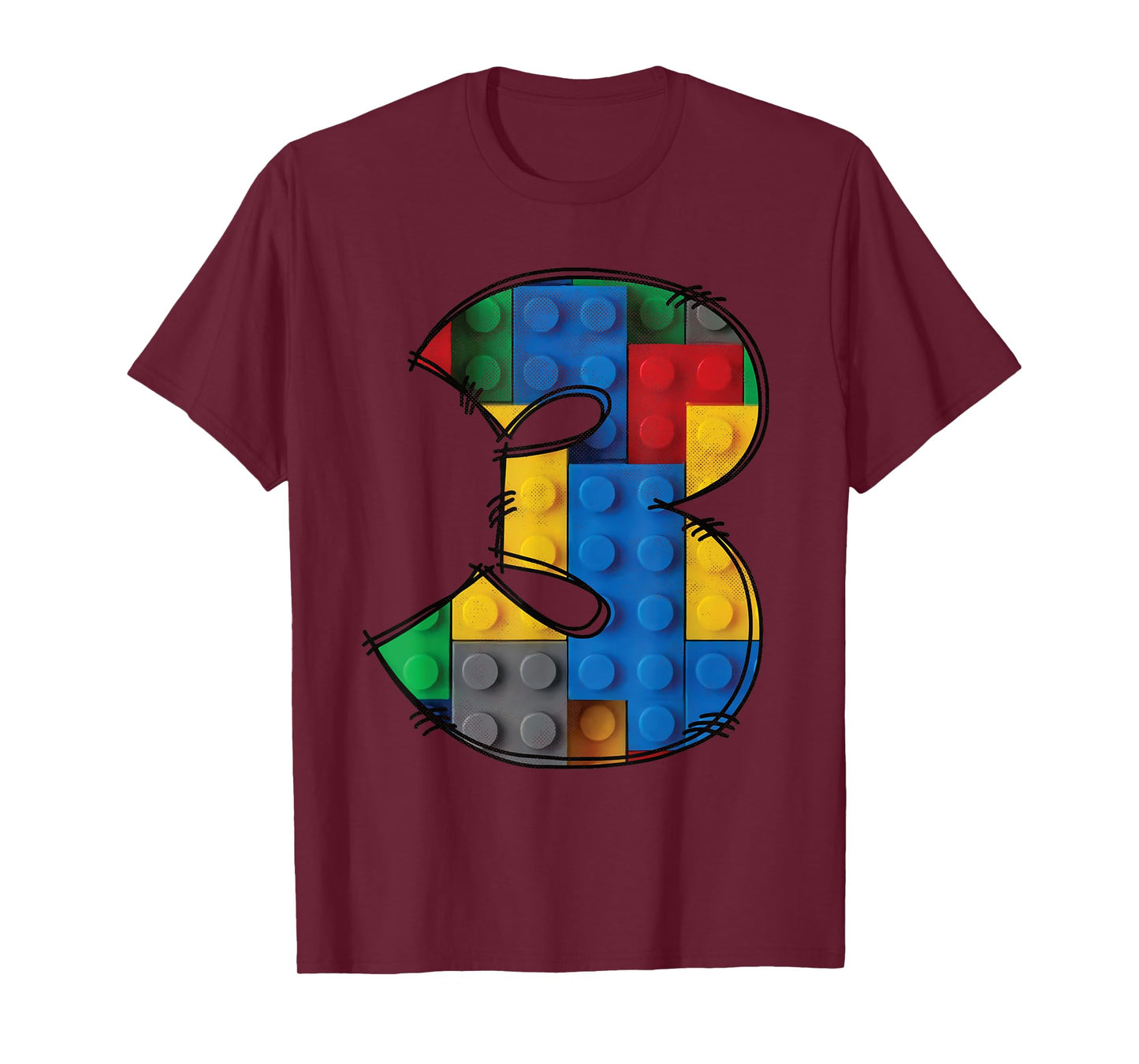 3 Years Old Blocks Building 3rd Birthday Kid Master Builder T-Shirt