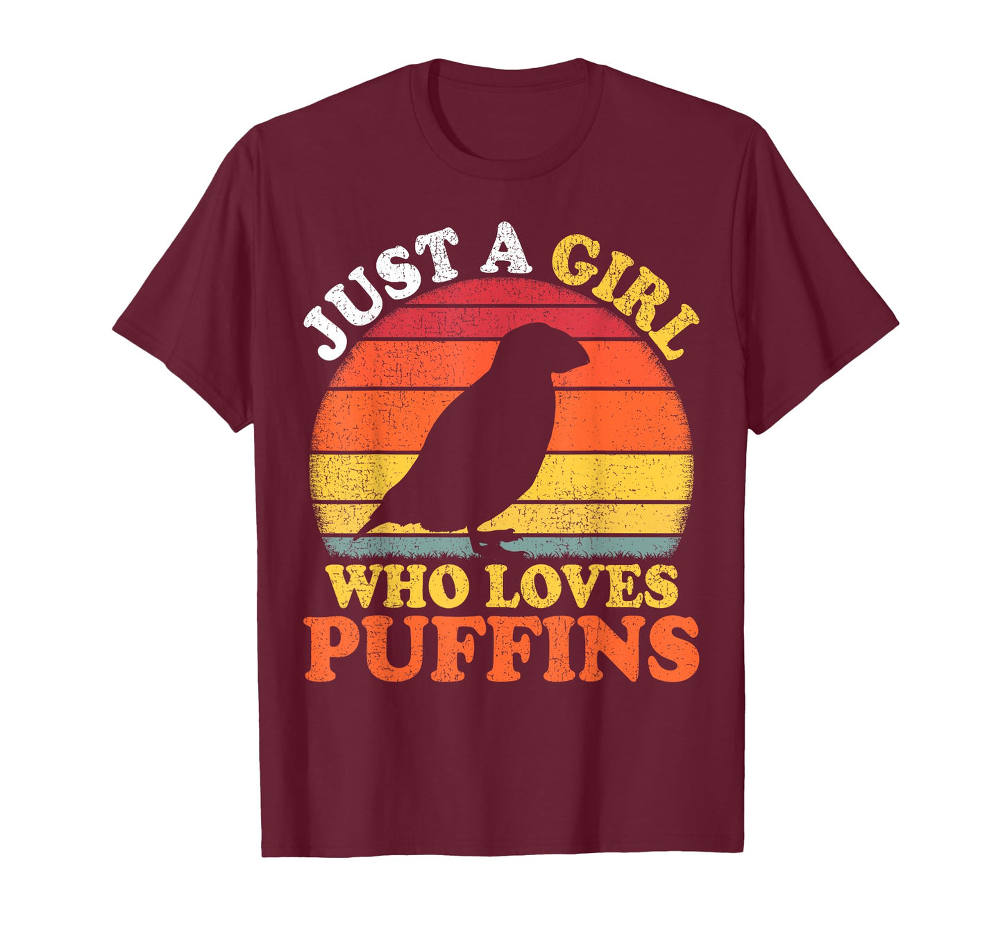 Puffin Bird Vintage Just A Girl Who Loves Puffins T-Shirt