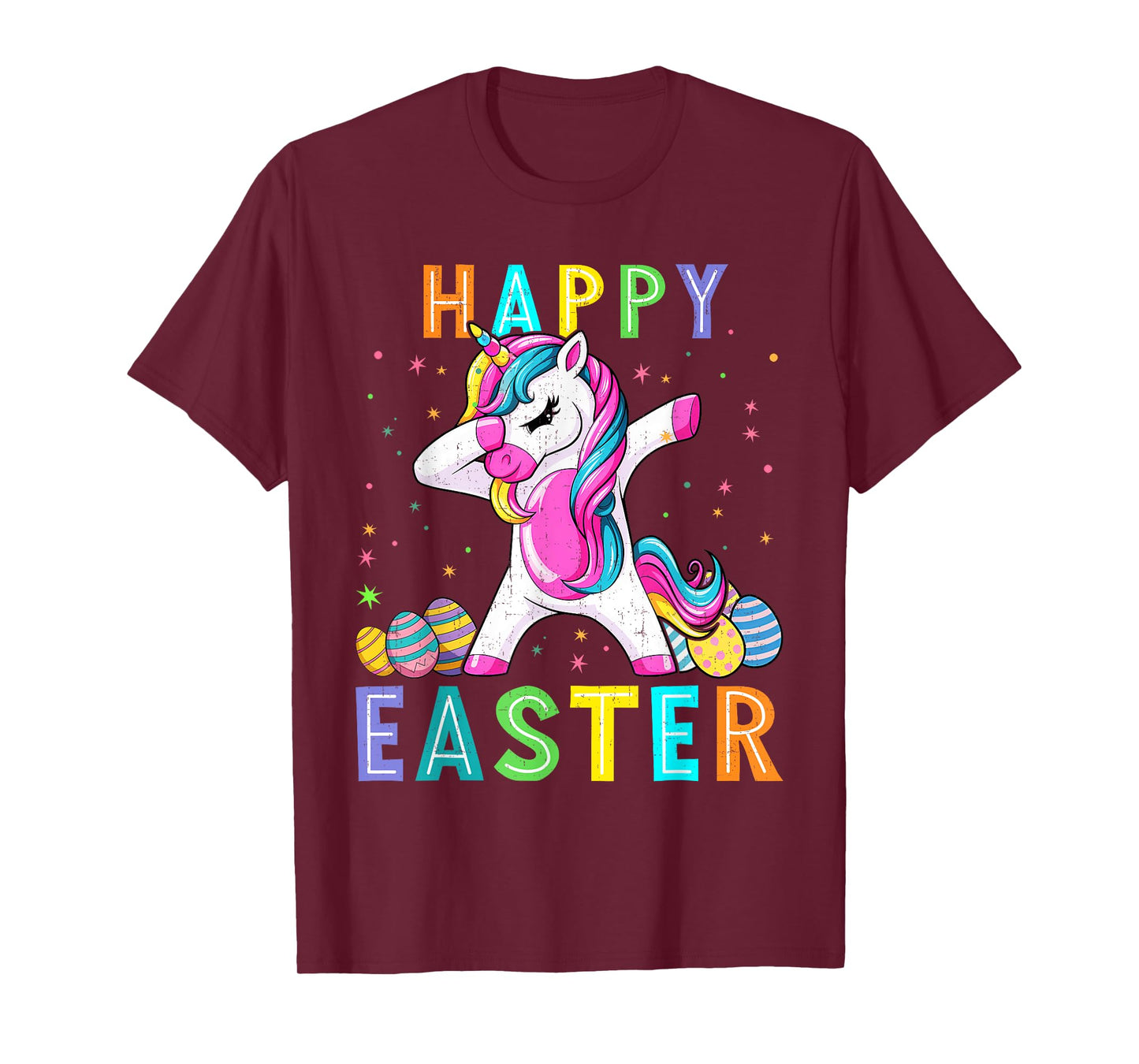 Happy Easter Unicorn Dabbing Easter Eggs Toddler Kids Girls T-Shirt