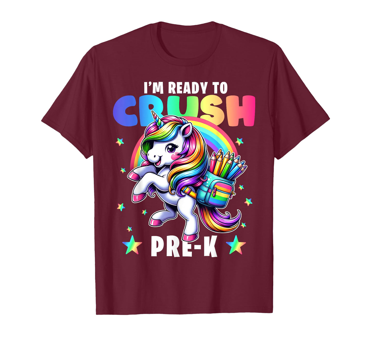 Crush Pre-K Girls Back to School Unicorn First Day Preschool T-Shirt