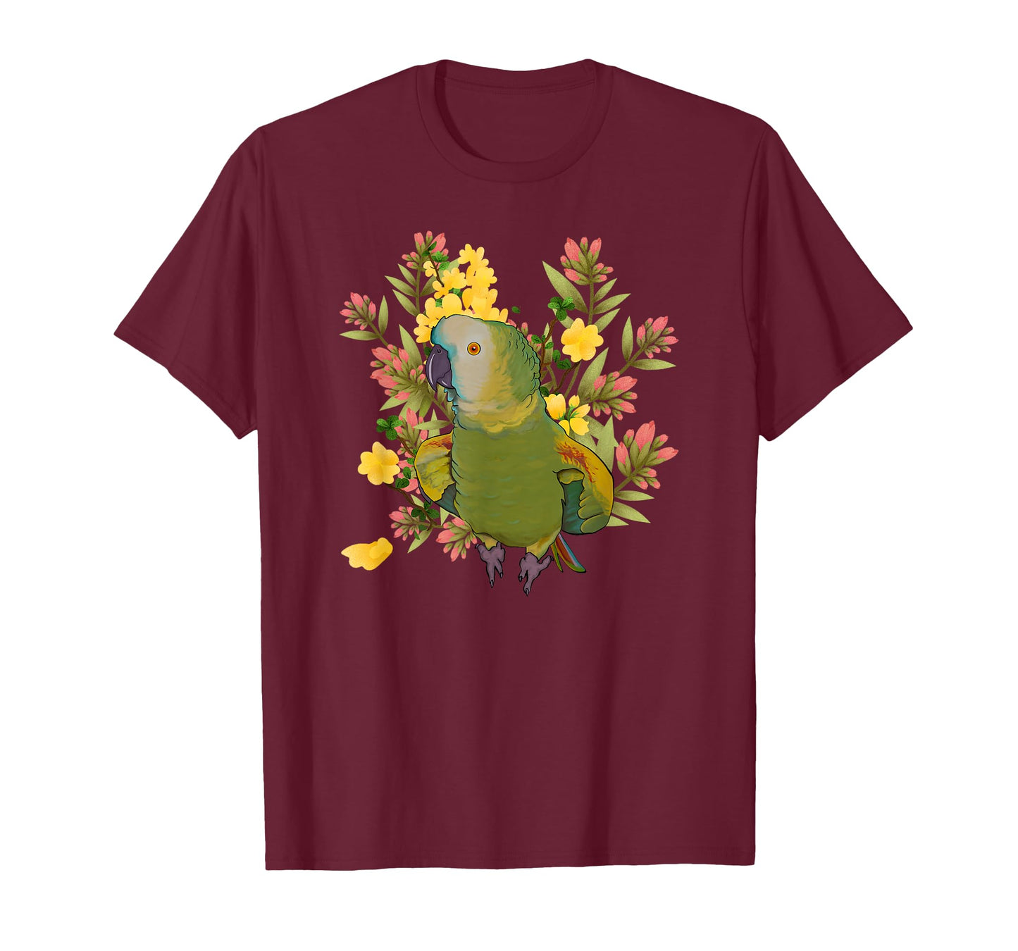 Colorful Floral Playful Blue Fronted Amazon Parrot Lovers T-Shirt