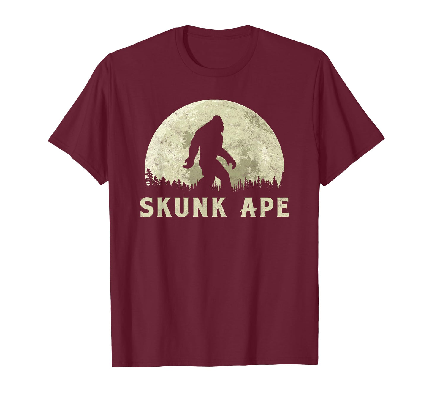 Skunk Ape! Bigfoot Moon Silhouette Retro T-Shirt - Believe! T-Shirt