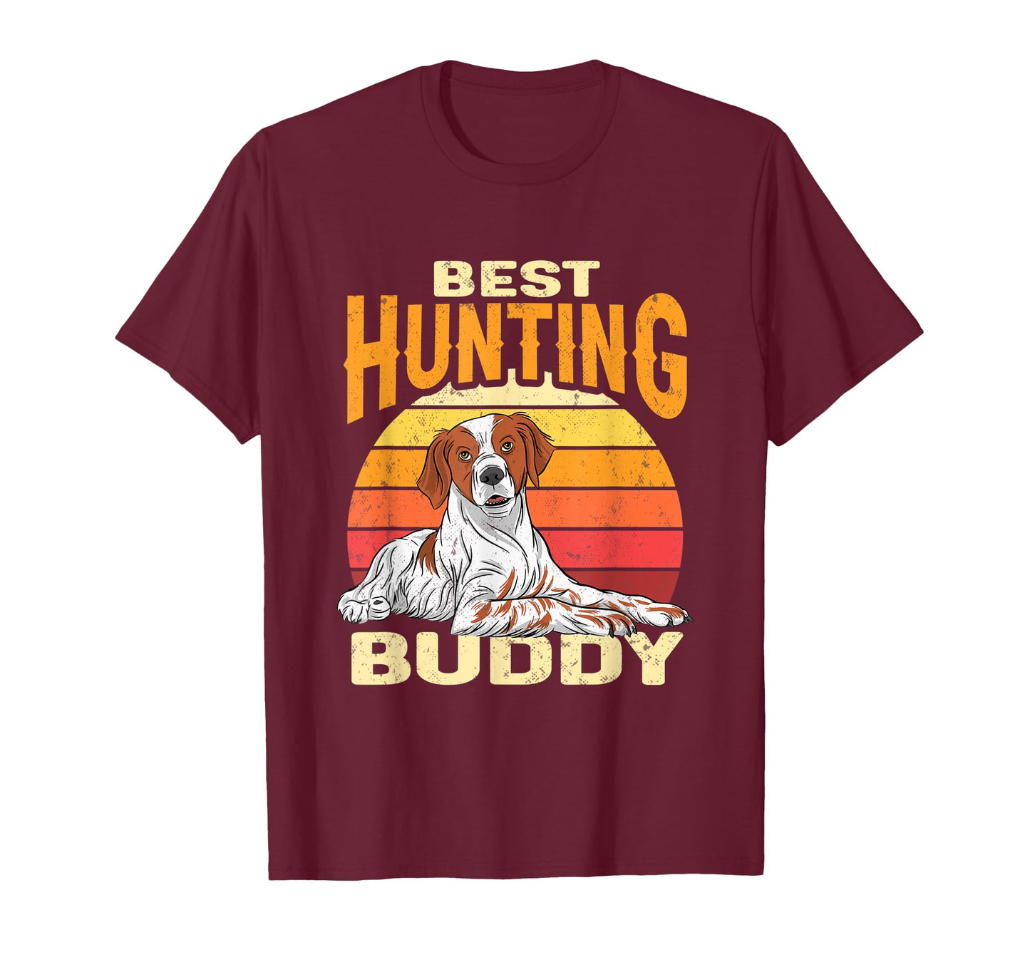 Brittany Spaniel Retro Best Hunting Buddy Brittany Dog T-Shirt for Men Women