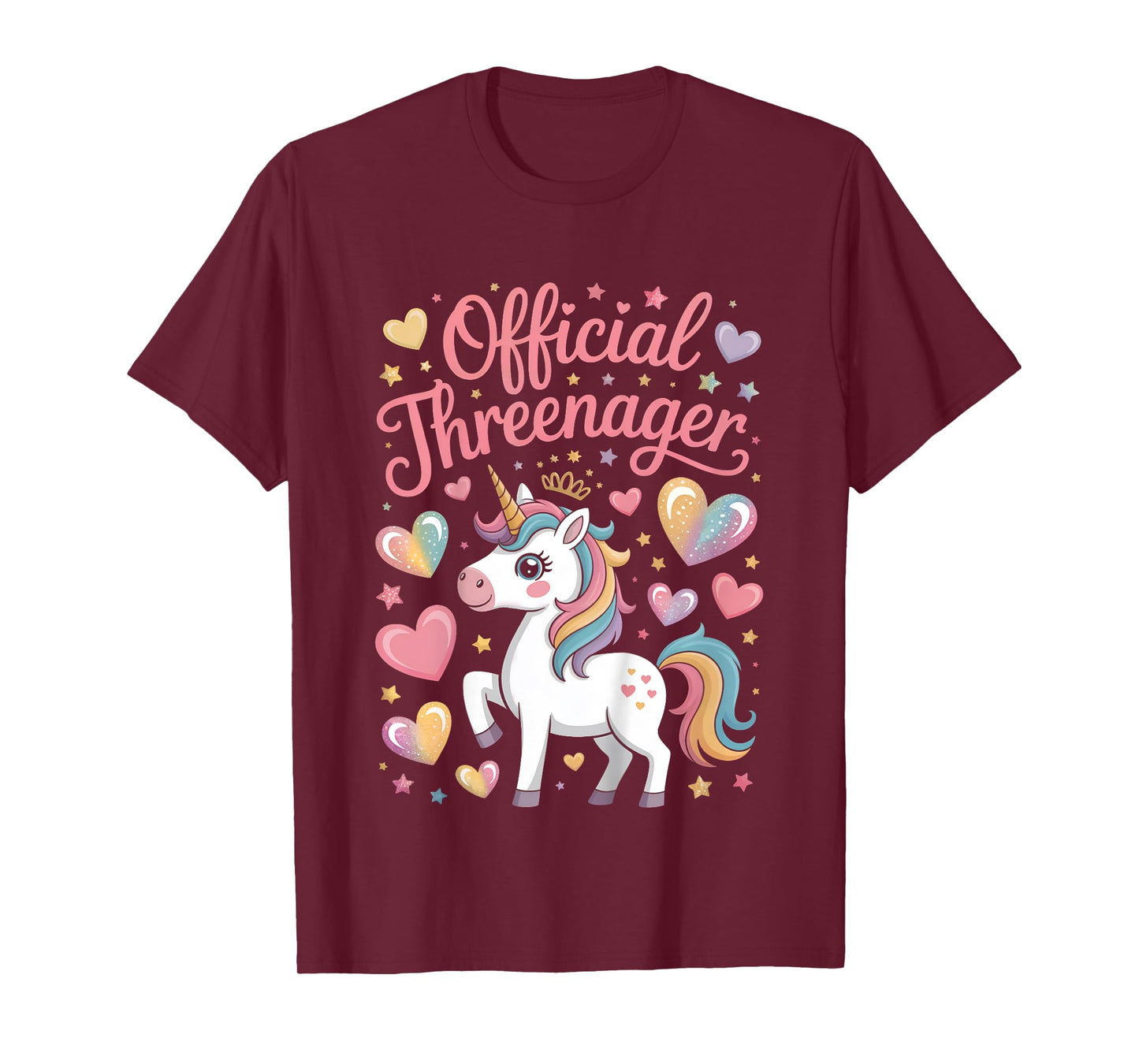 Birthday Girl Three Years Old Unicorn Cute Threenager T-Shirt