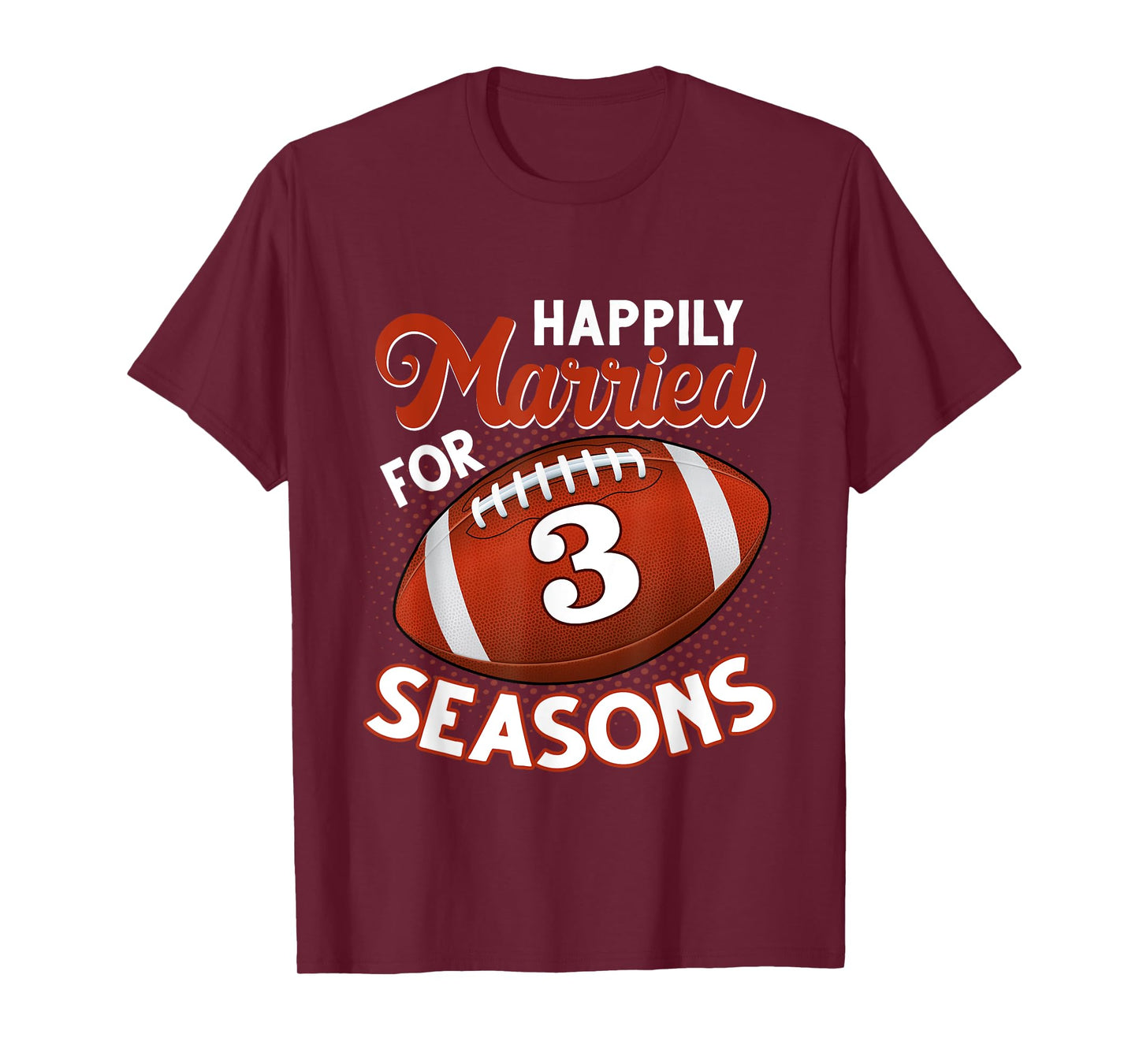 3 Years Marriage 3rd anniversary Gift for Football Couple T-Shirt