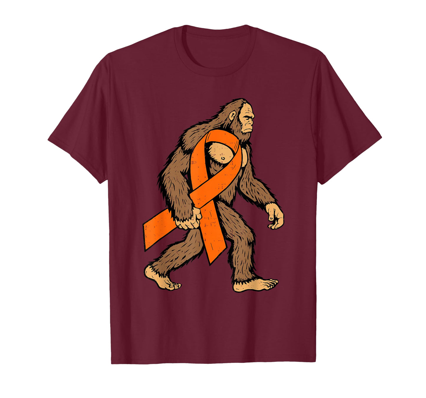 Leukemia Awareness Bigfoot Ribbon Orange Support Men Boy Kid T-Shirt