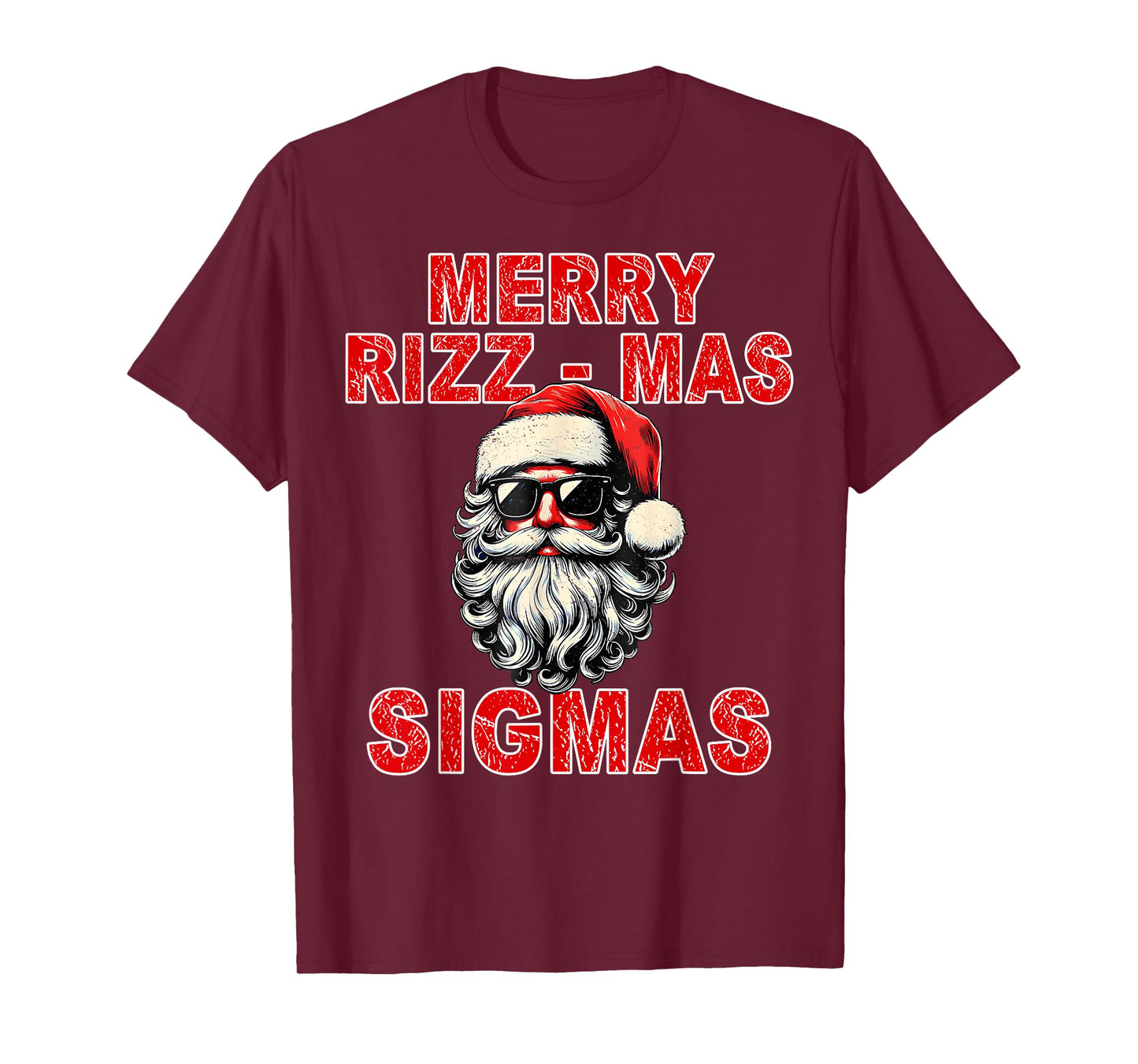 Merry Rizz Mas Sigmas - Cool Santa Face Gen Alpha Christmas T-Shirt