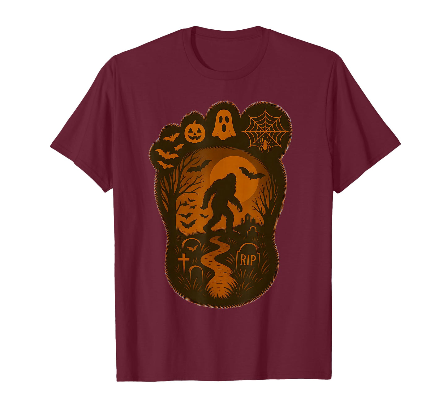 Bigfoot Foot Print Halloween Spooky Sasquatch Men's Women's T-Shirt