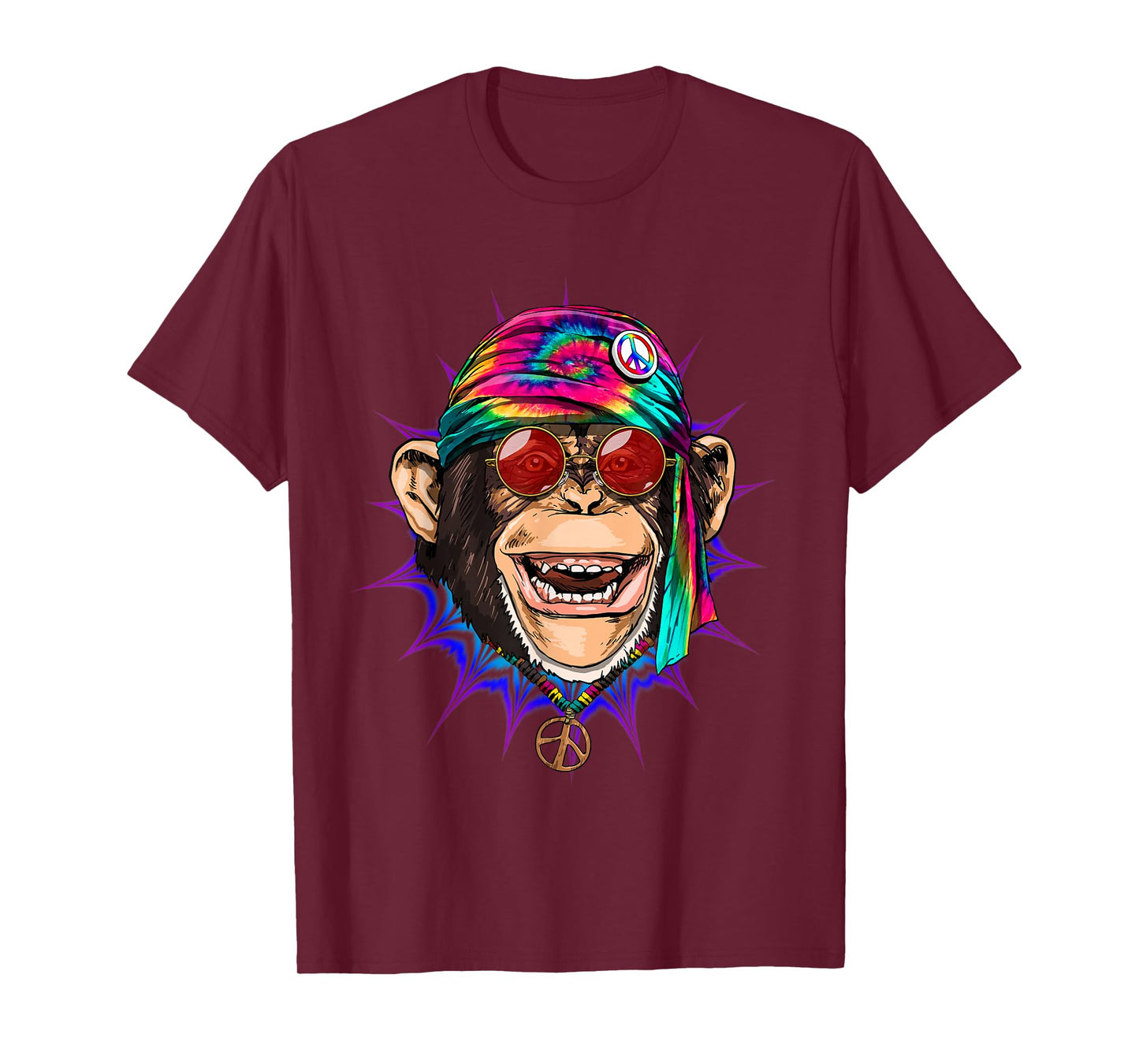 Tie Dye Hippie Monkey Hippiness Peace Love Monkey T-Shirt
