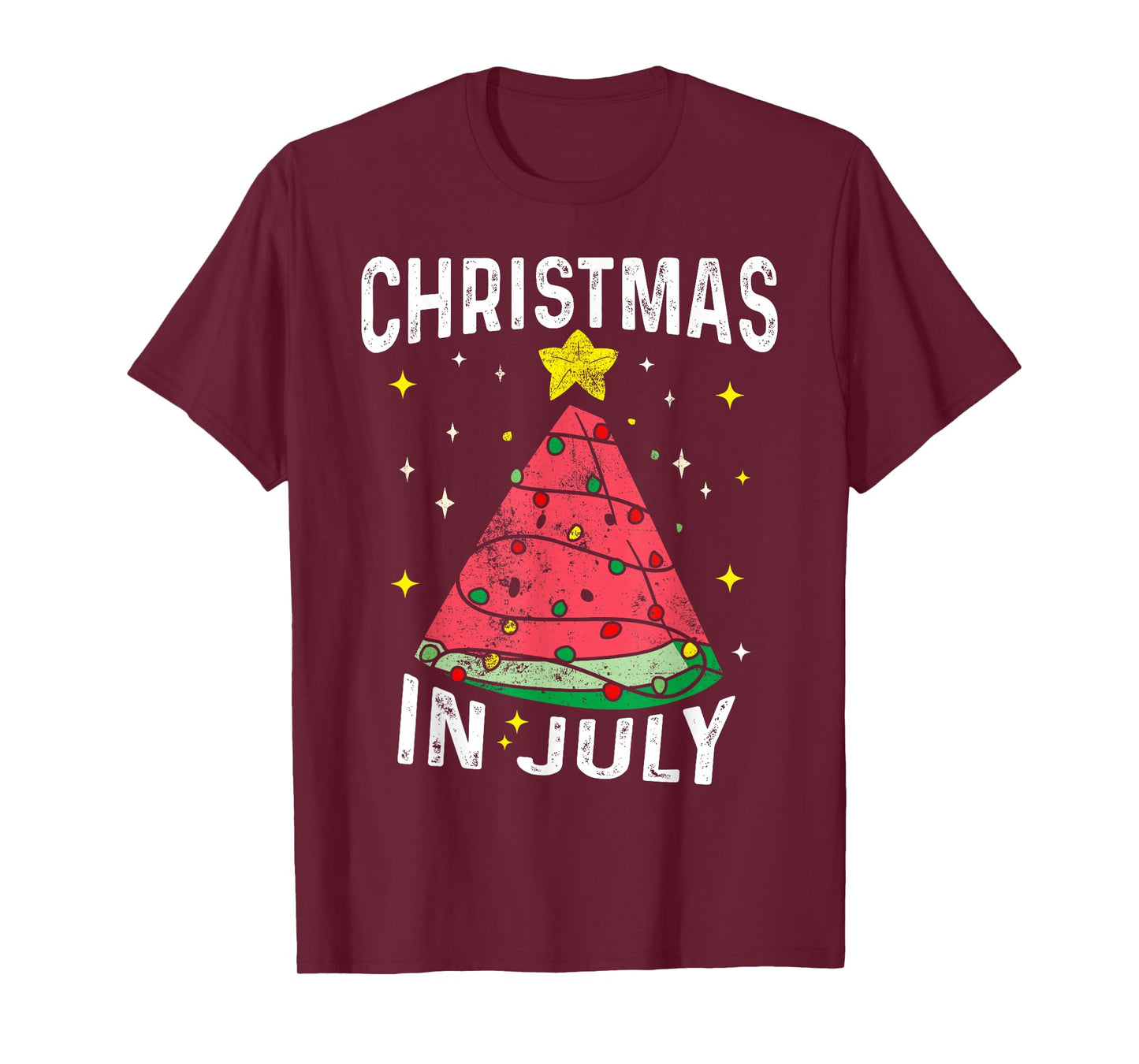 Xmas In July Watermelon Tree Funny Summer Christmas July T-Shirt
