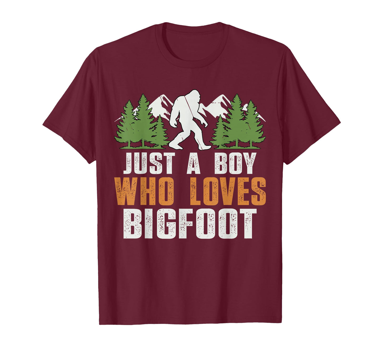 Vintage Funny Graphic Just a Boy Who Loves Bigfoot Men Kids T-Shirt
