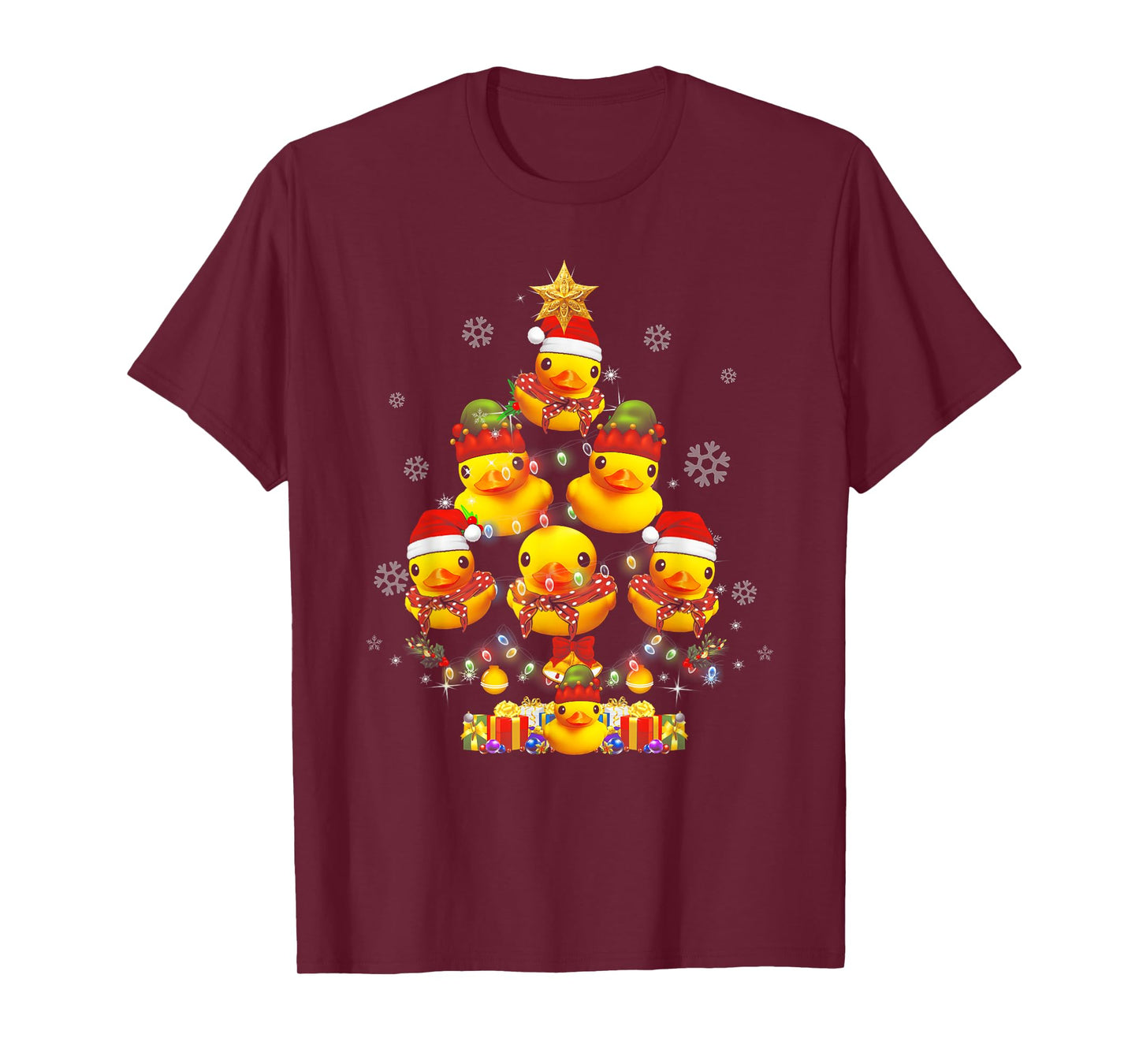 Rubber Duck Christmas Tree Xmas Light Surrounded Ducky T-Shirt