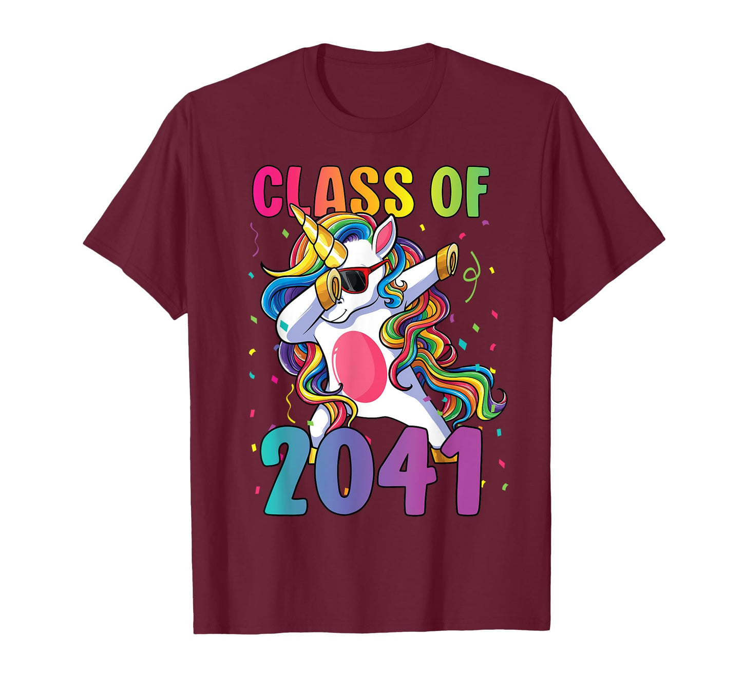 Class of 2041 Shirt Girls Dabbing Unicorn Grow With Me T-Shirt