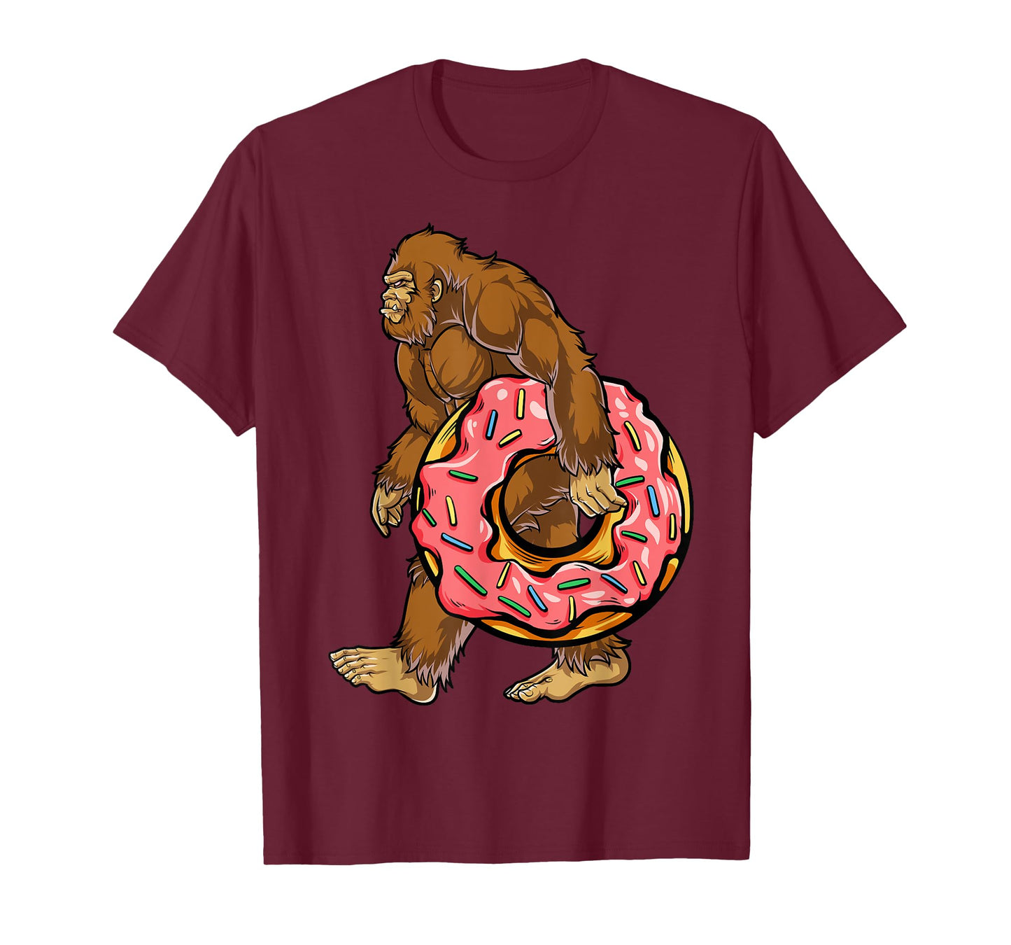 Bigfoot Funny Boys Men Sasquatch Doughnut Food Lovers T-Shirt