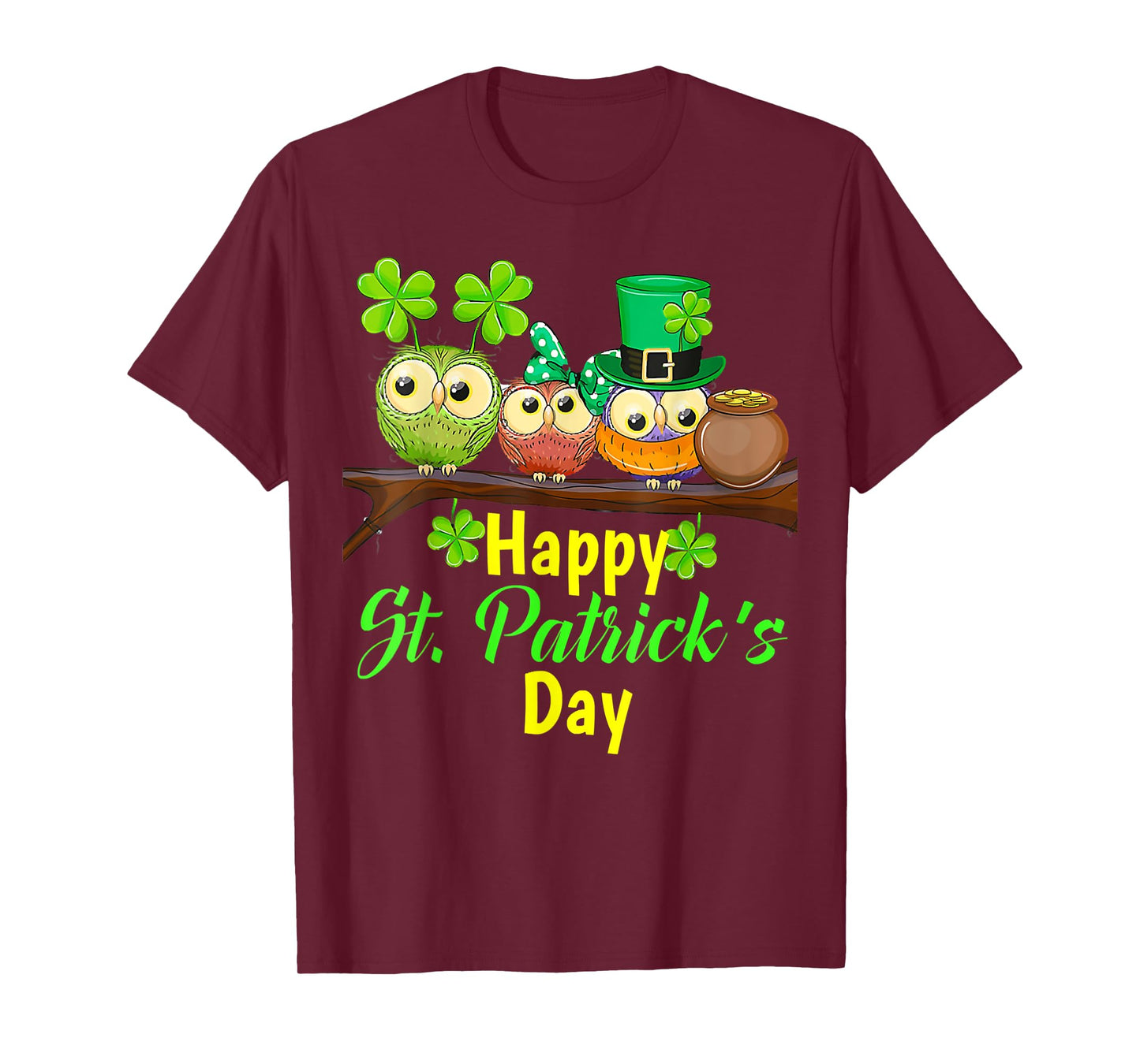 Owl Leprechaun, Happy St Patrick's Day, Matching Family Tee T-Shirt