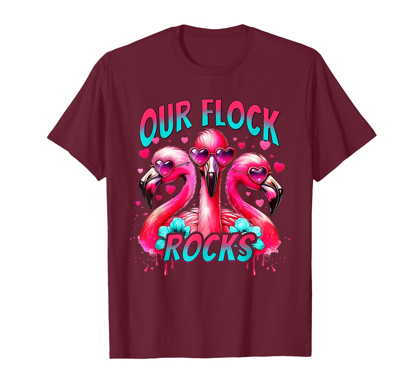 Our Flock Rocks Flamingo Matching Family Vacation T-Shirt