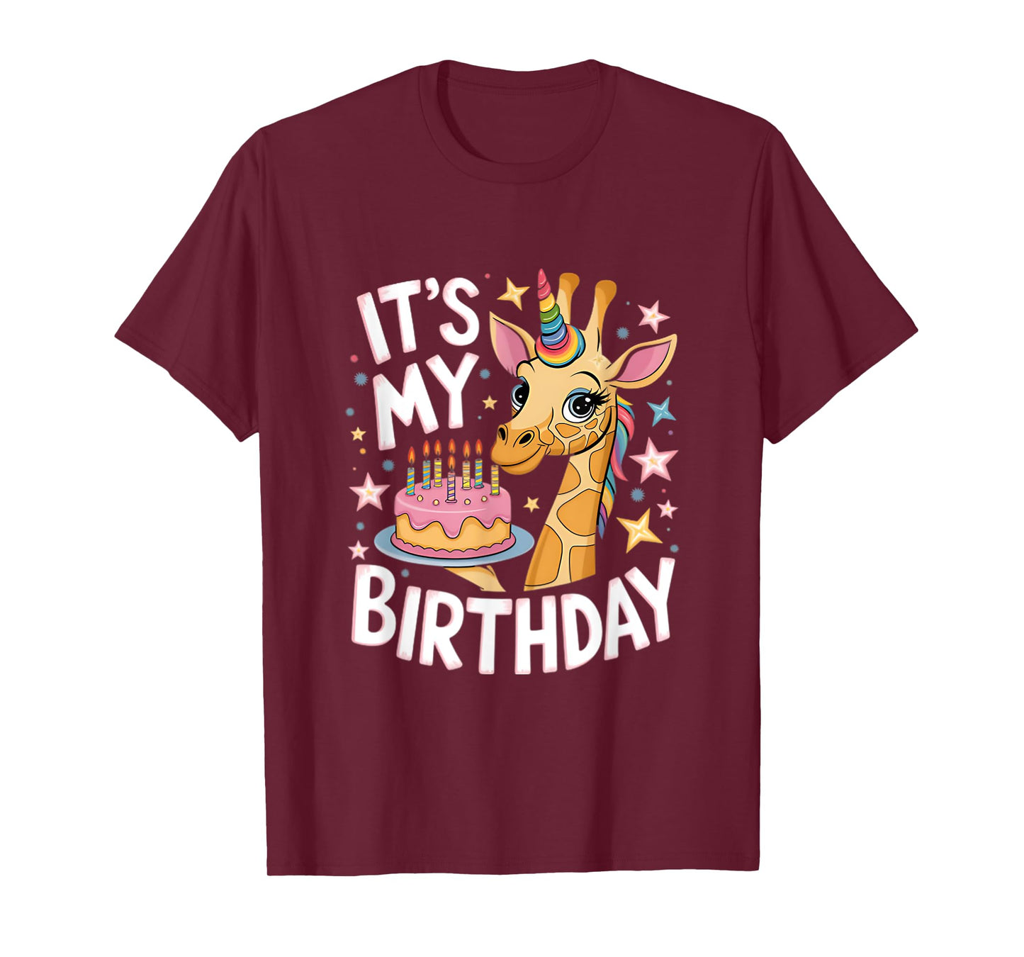 It's My Birthday Cute Giraffe Unicorn Kids Girls Birthday T-Shirt