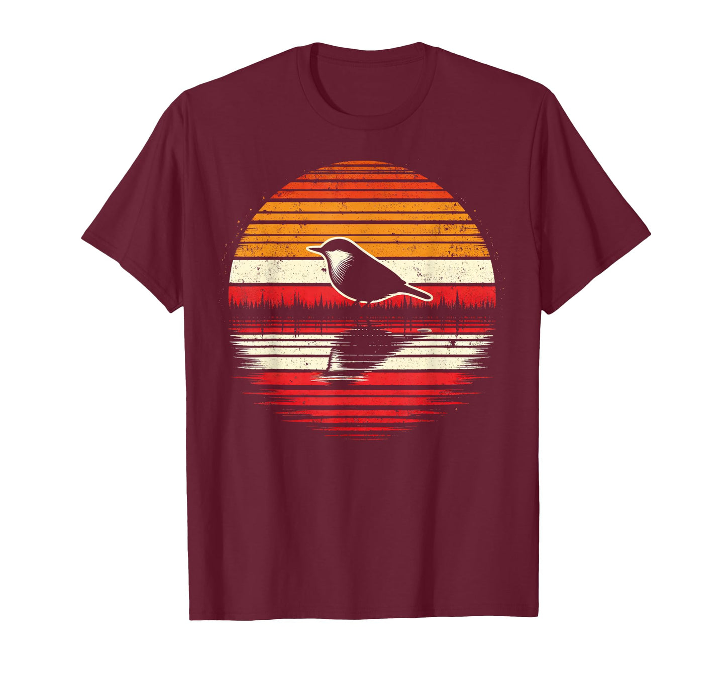 Nuthatch Bird Sunset Retro Style Safari Vintage 70s T-Shirt