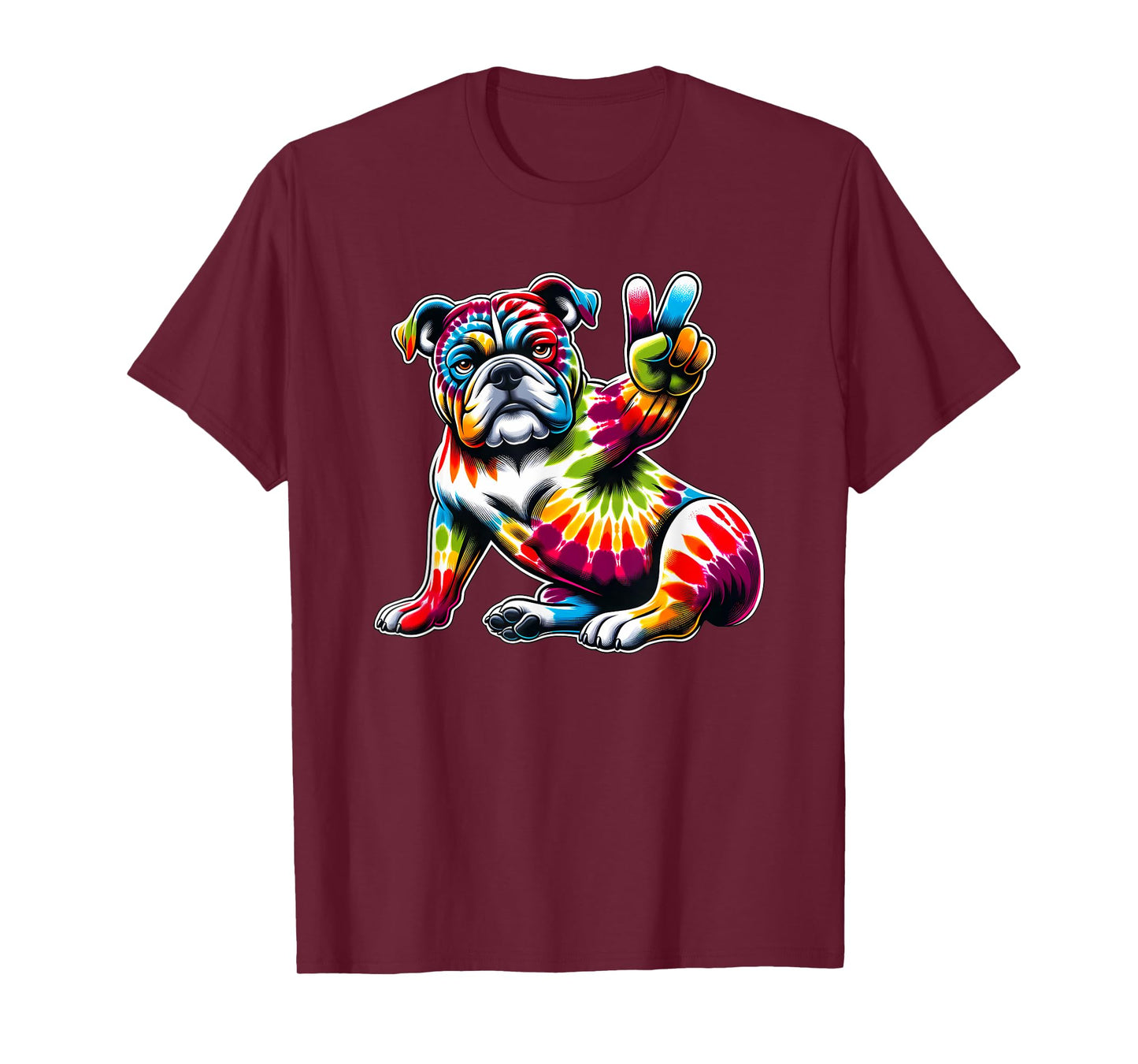 Peace Sign Tie Dye American Bulldog T-Shirt for Men Women Kids