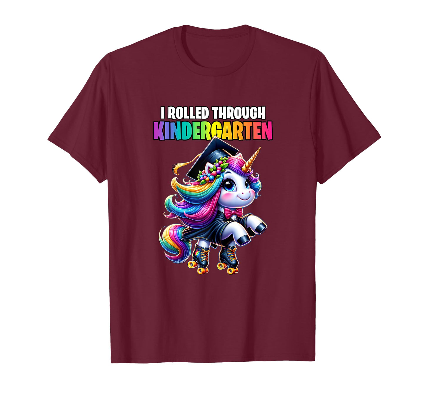 Graduation Kindergarten Unicorn Roller Skate Girls Grad T-Shirt