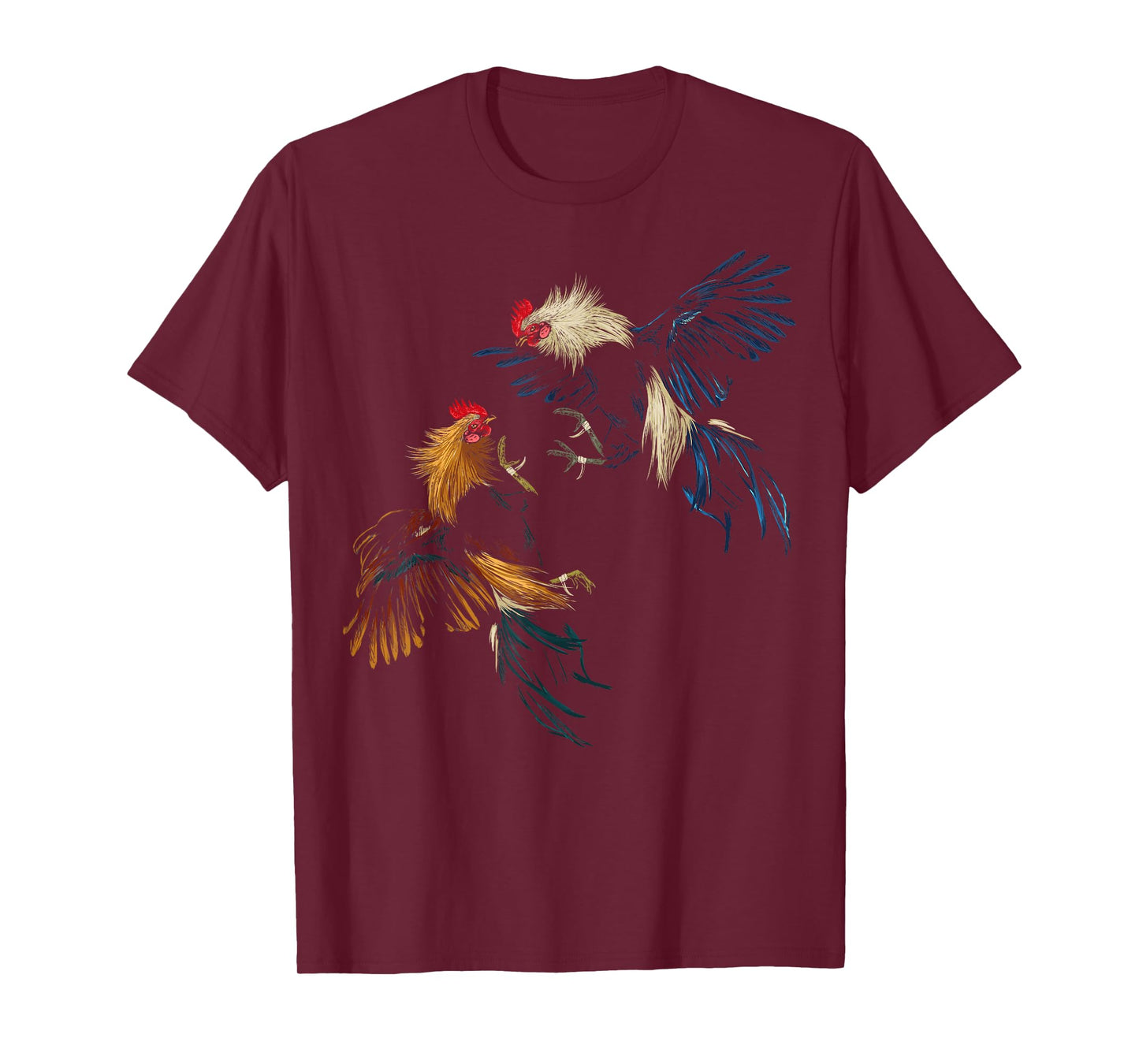 Peleas De Gallos Chickens Roosters Fighting T-Shirt - Black - Small - Unisex-Adults - Short Sleeve - Cotton 60%, Polyester 40% - Cockfighting Rooster Design - Classic Fit - Imported