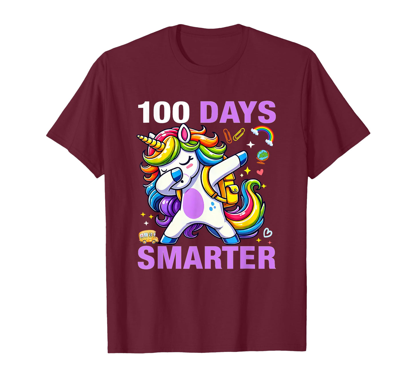 100 Days Smarter Kids Girls Unicorn 100th Day of School T-Shirt