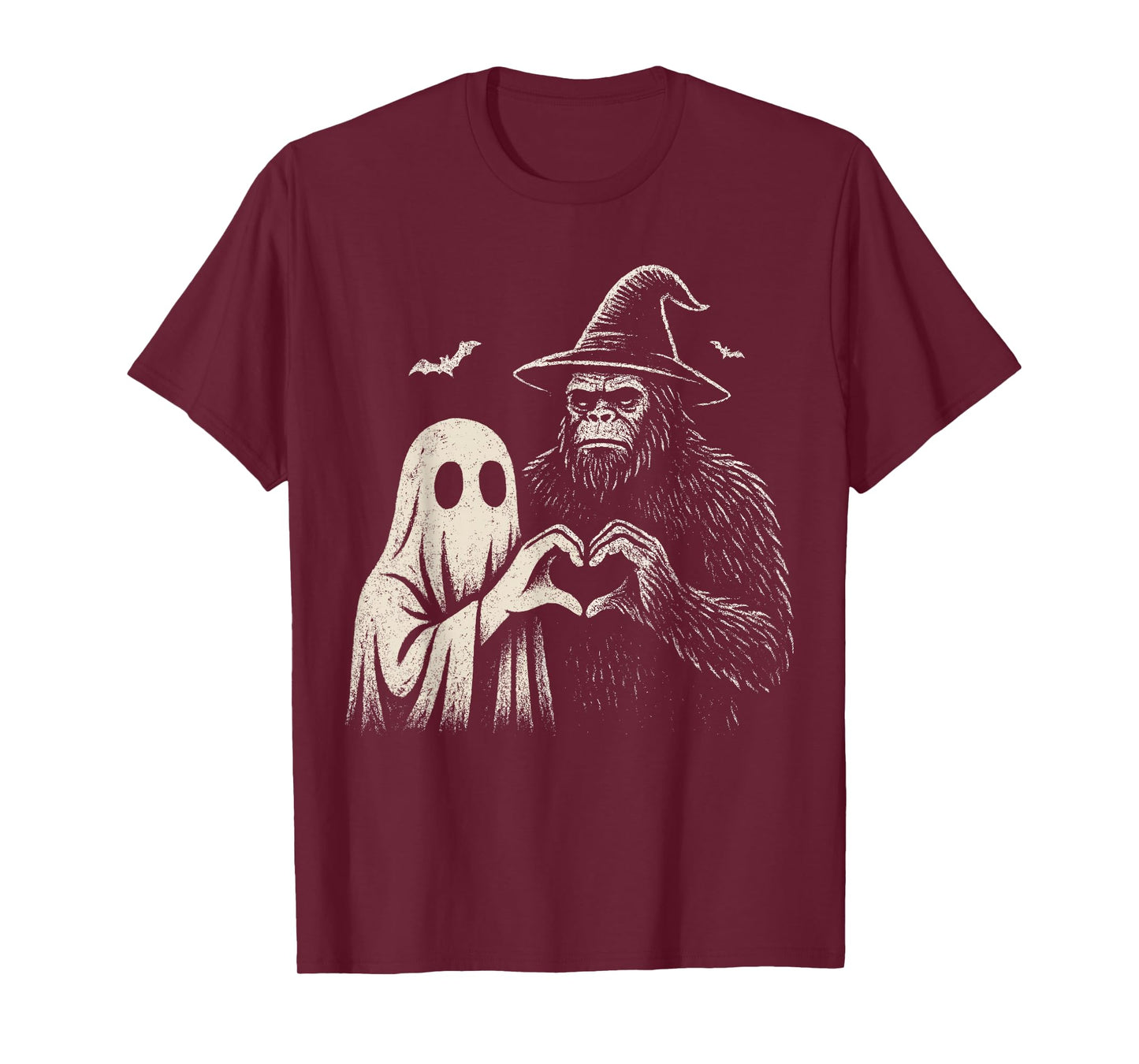 Sasquatch Ghost Love Hand Sign Bigfoot Halloween Men Spooky T-Shirt