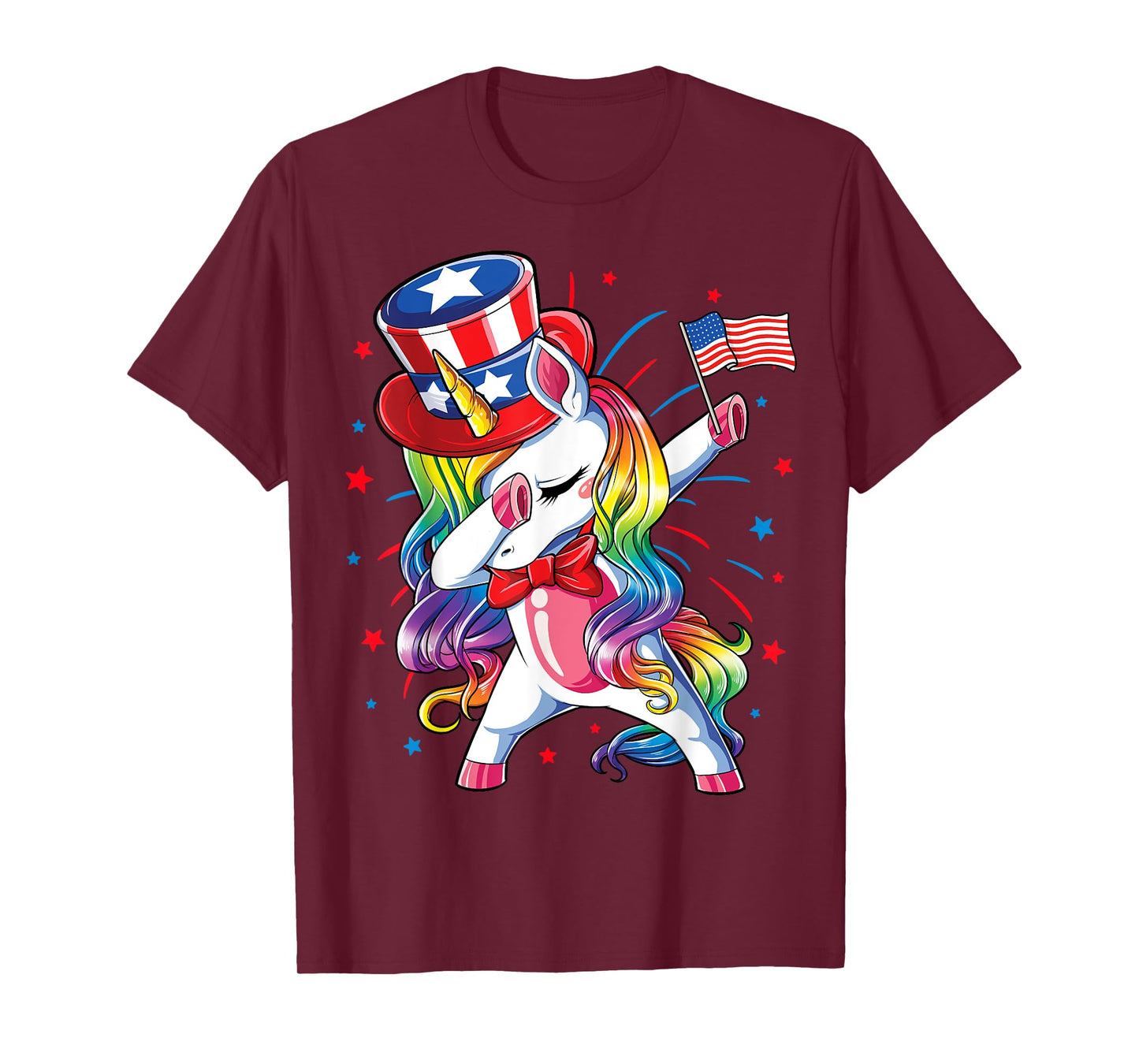 Dabbing Unicorn 4 July Uncle Sam Girls American T-Shirt
