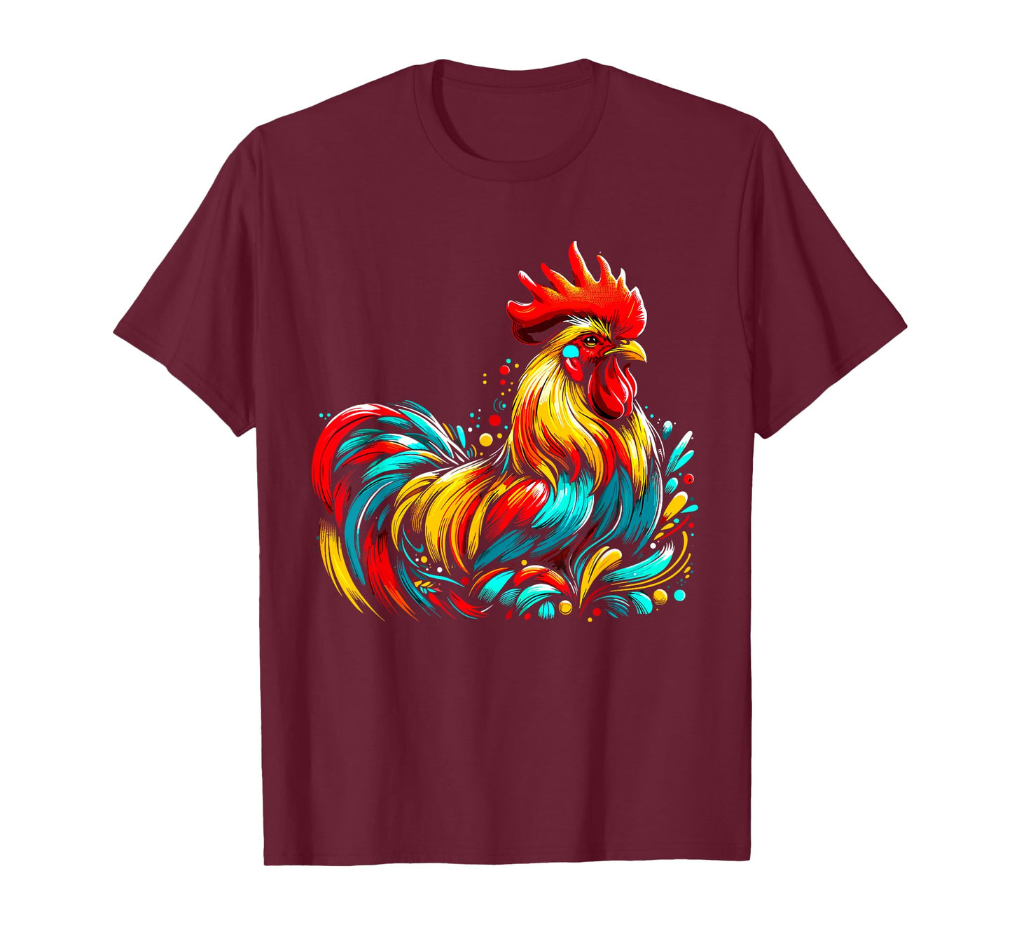 Chicken Colorful Farm Chicken T-Shirt, Small, Black