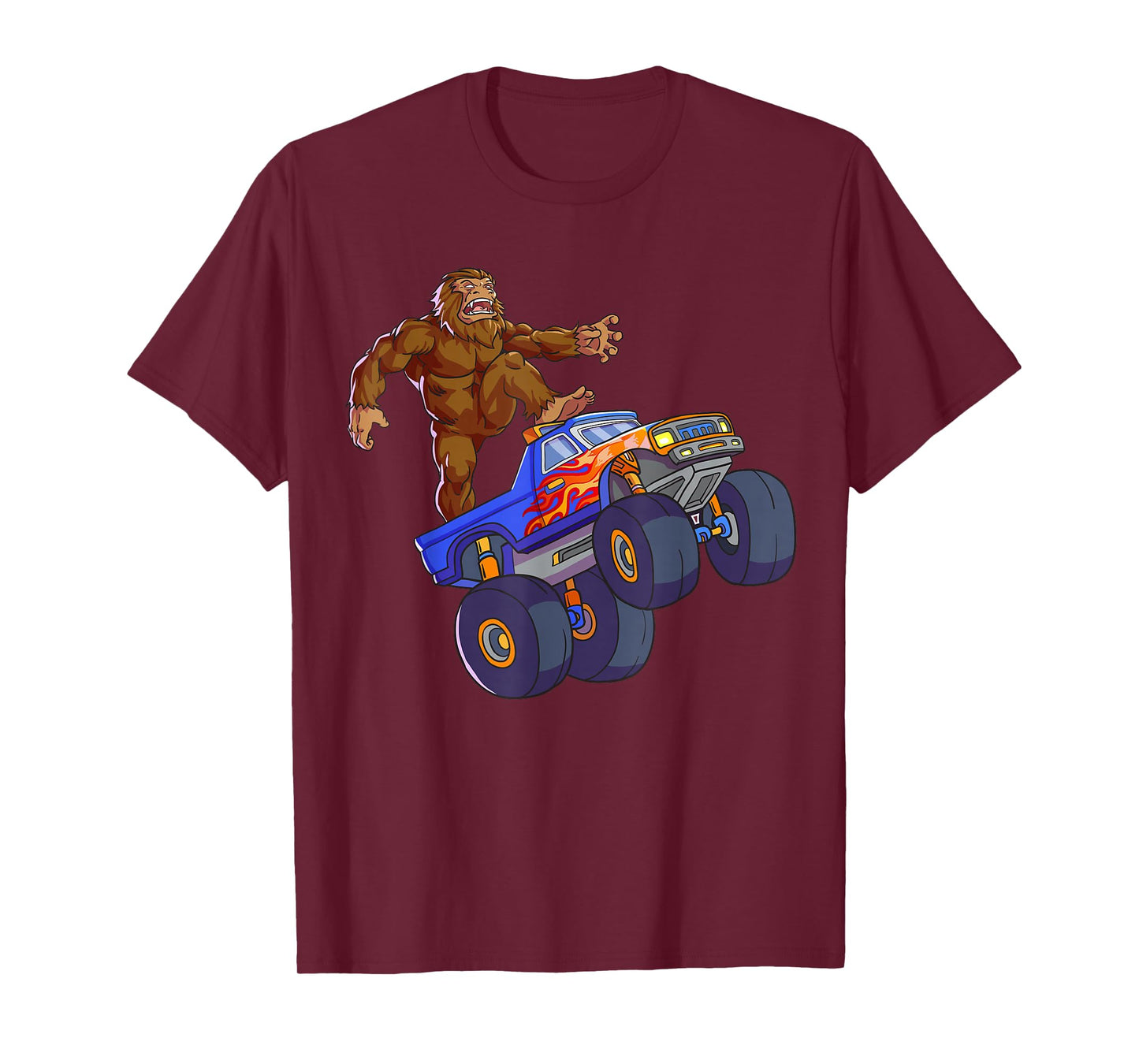 Bigfoot Riding Monster Truck Funny Sasquatch Monster Truck T-Shirt