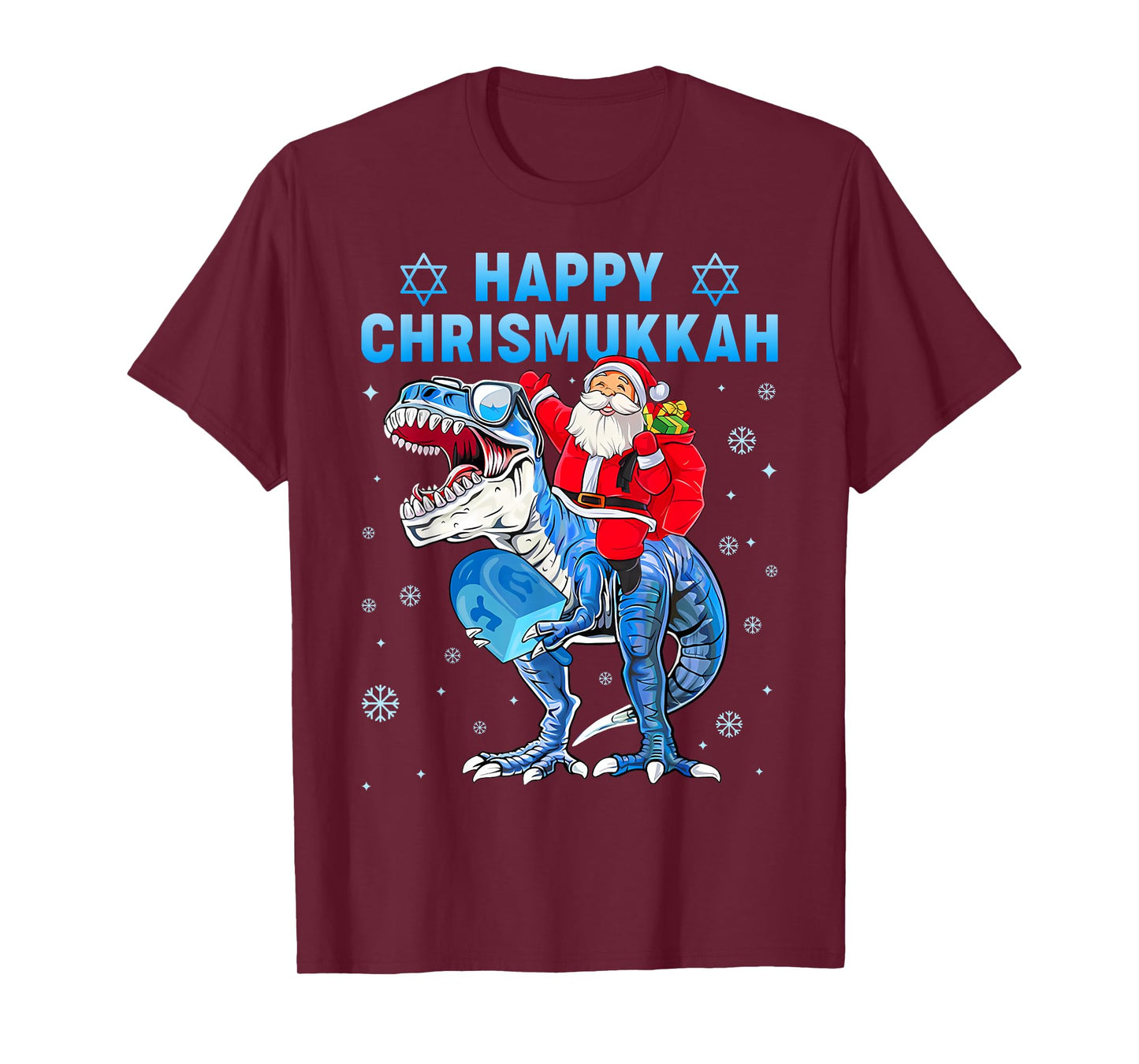 Happy Chrismukkah Hanukkah Cool Santa T-rex Jewish Boys Kids T-Shirt