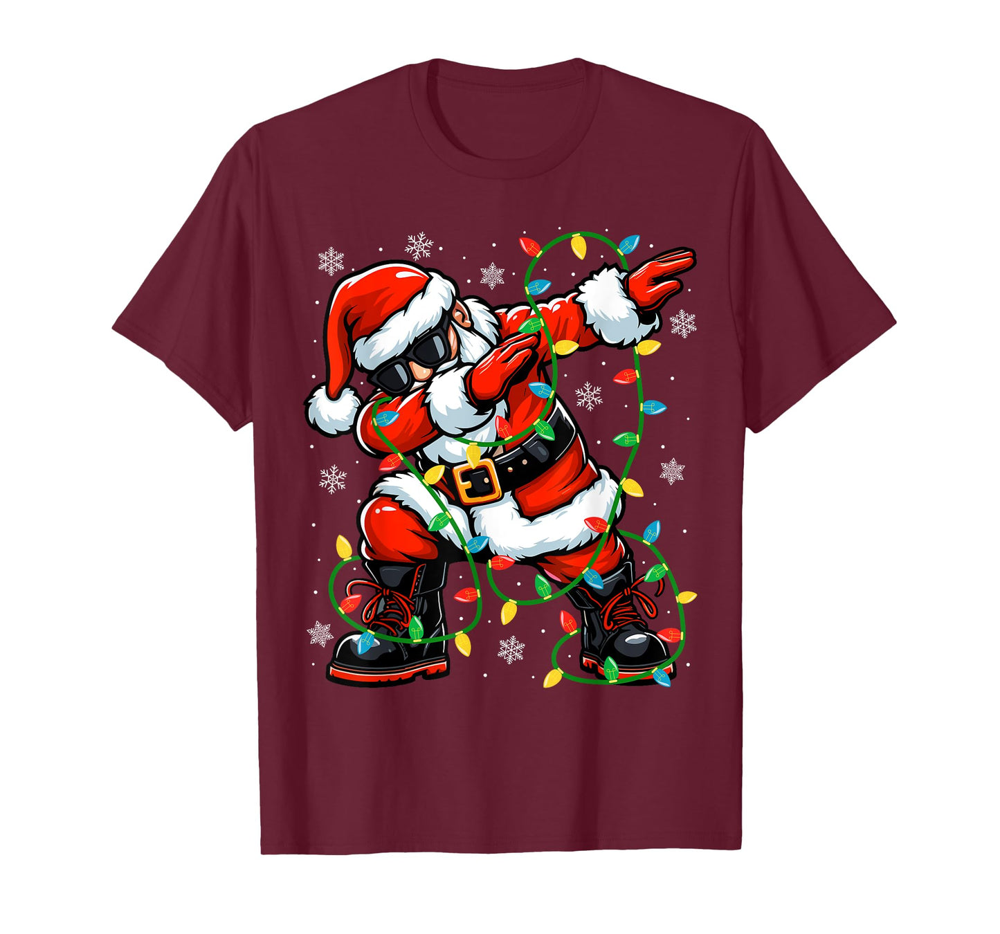 Christmas Dabbing Santa Claus Xmas Lights Kids Christmas T-Shirt