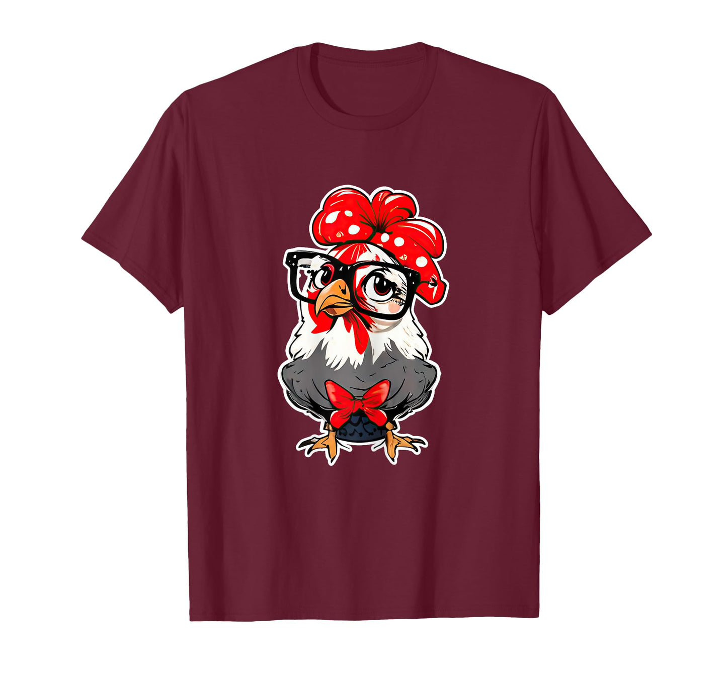 Cute Chicken With Bandana Headband and Glasses Women Girl T-Shirt