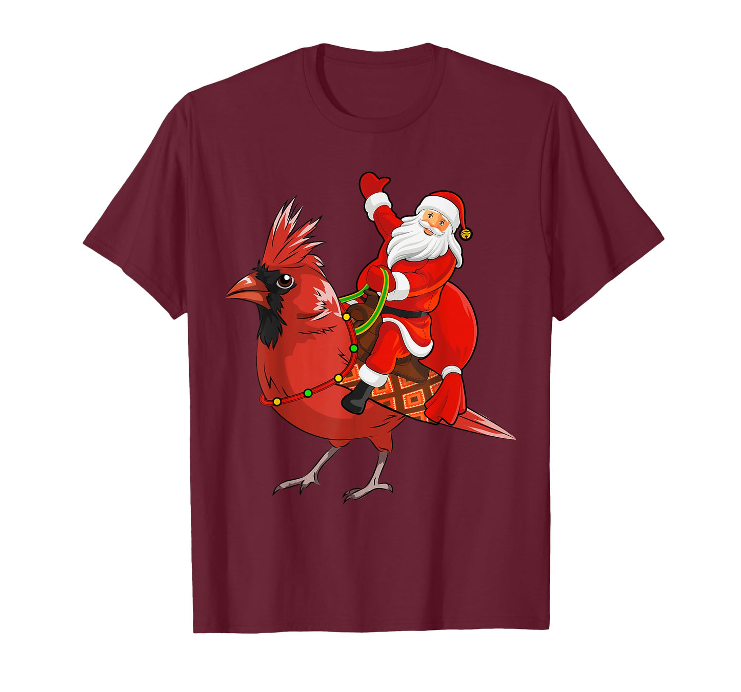 Xmas Matching Funny Santa Riding Northern Cardinal Christmas T-Shirt