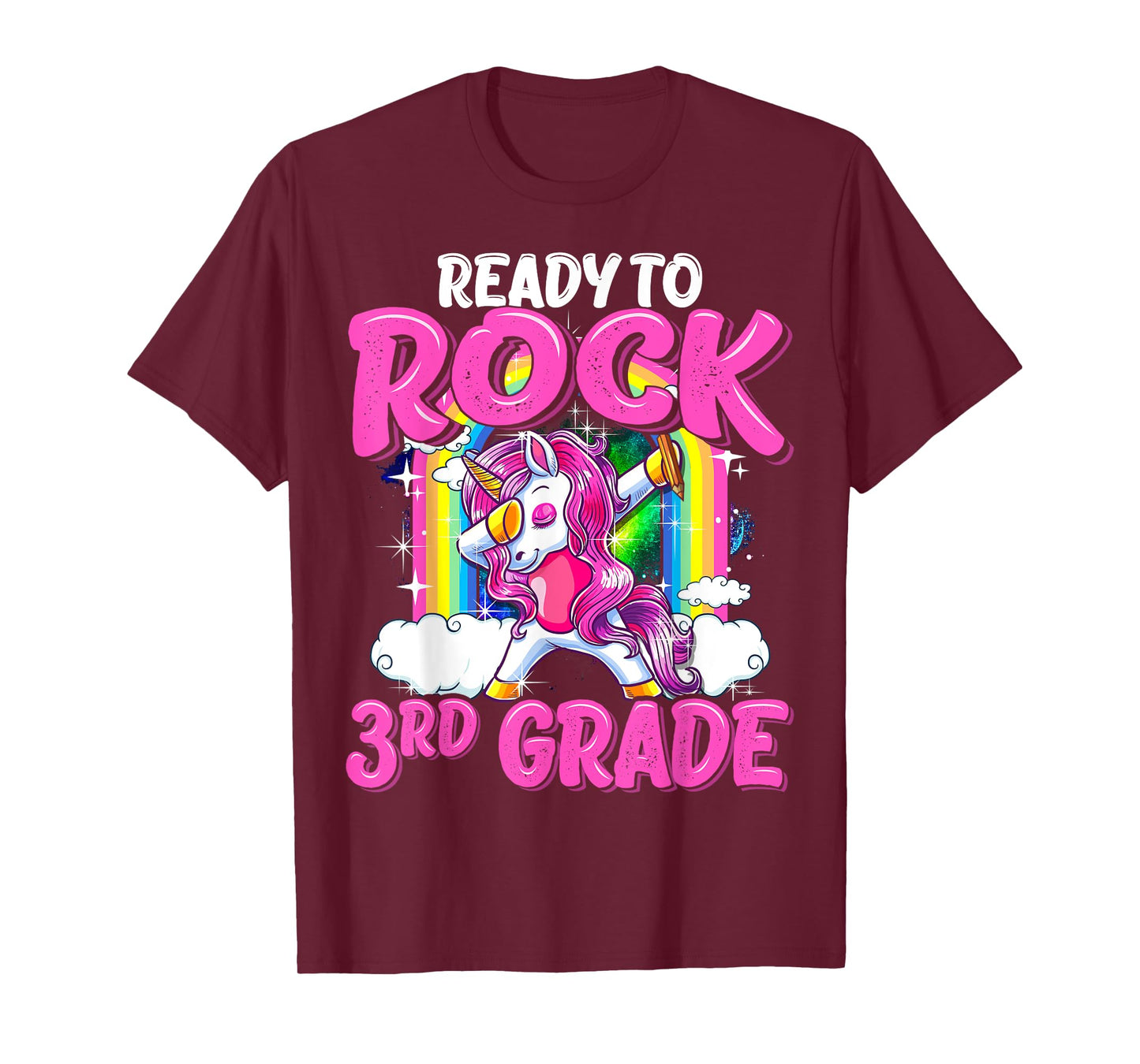 Ready To Rock 3rd Grade Dabbing Unicorn Back To School Girls T-Shirt