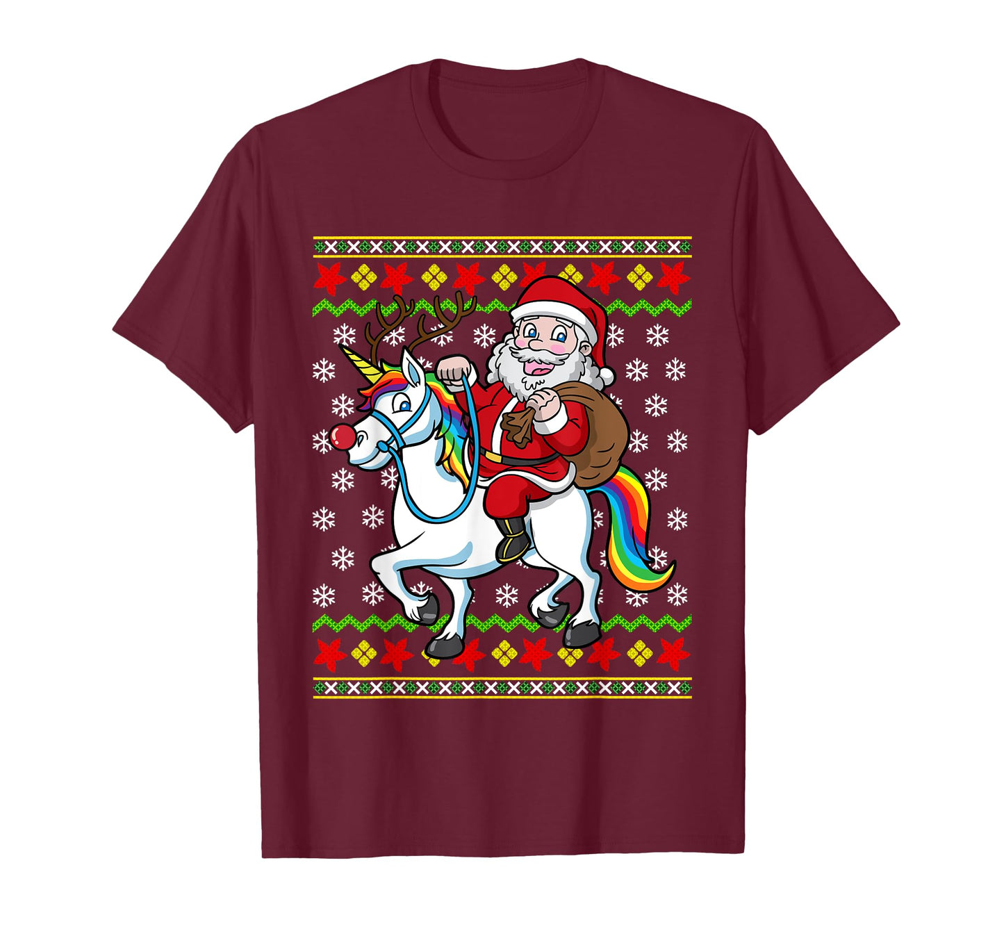 Santa Claus On Unicorn Ugly Christmas Holiday Kids Girls T-Shirt