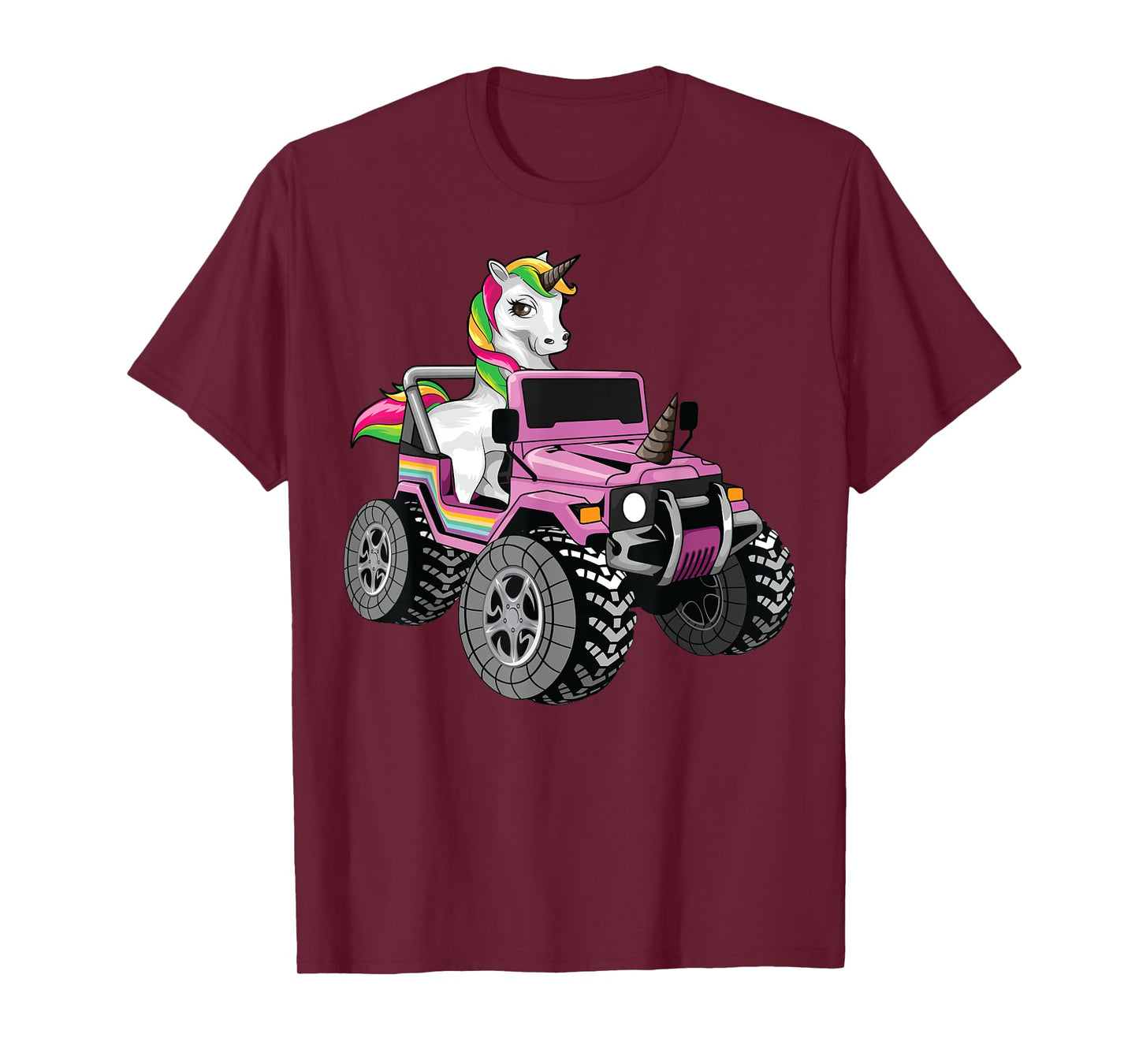 Funny Unicorn Monster Truck Gift For Girls Cool Pink Party T-Shirt