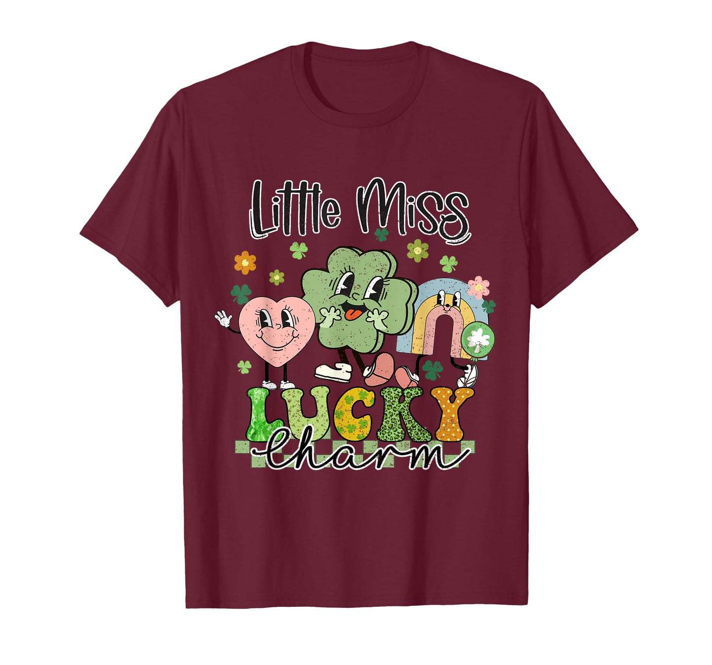 Retro Groovy Little Miss Lucky Charm St Patrick's Day T-Shirt