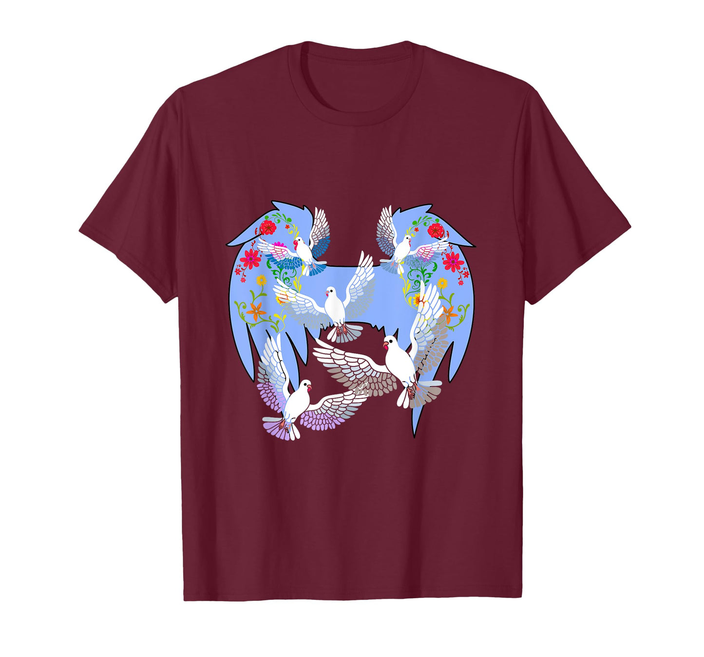 Angel Wings Doves Natural Flowers Peace Doves Peace T-Shirt