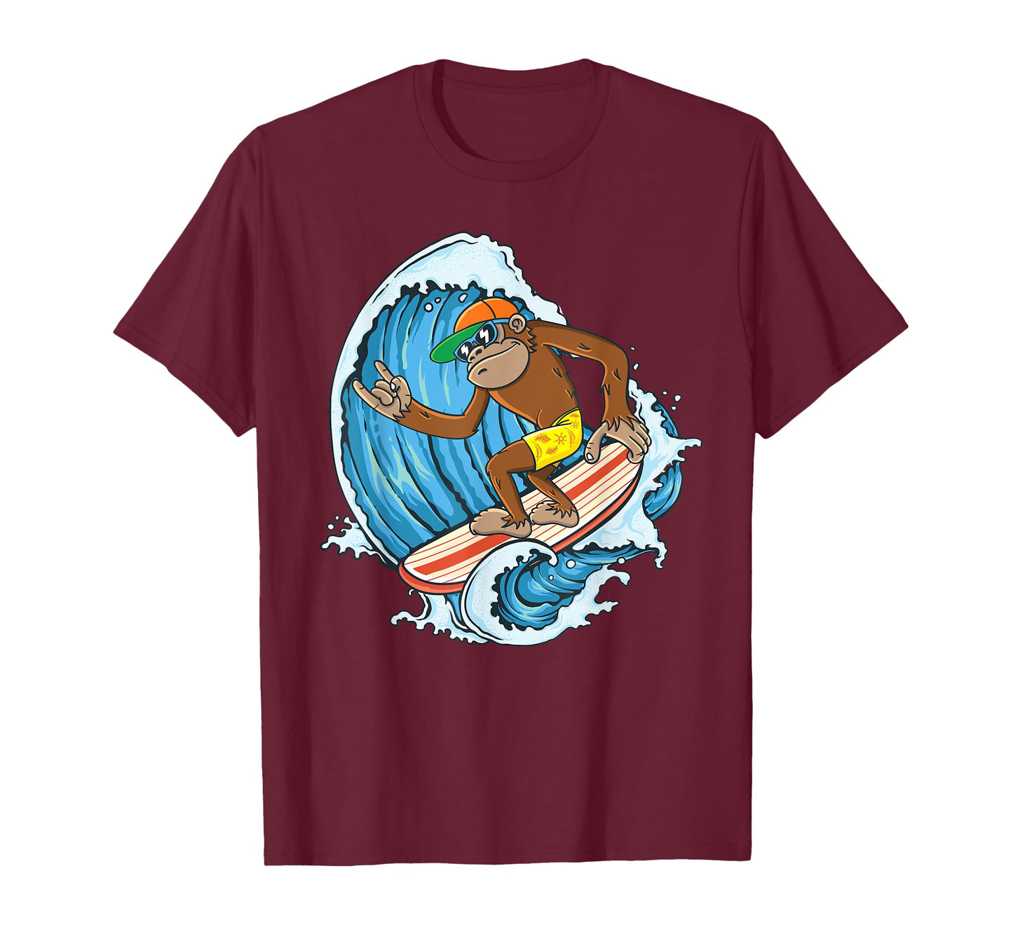 Retro Surfboard Boys Kids Surfboarders Cute Surfing Monkey T-Shirt