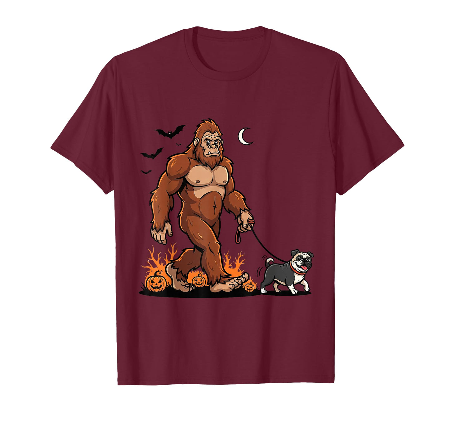 Bigfoot Walking Pug Halloween Dog Sasquatch Funny Costume T-Shirt