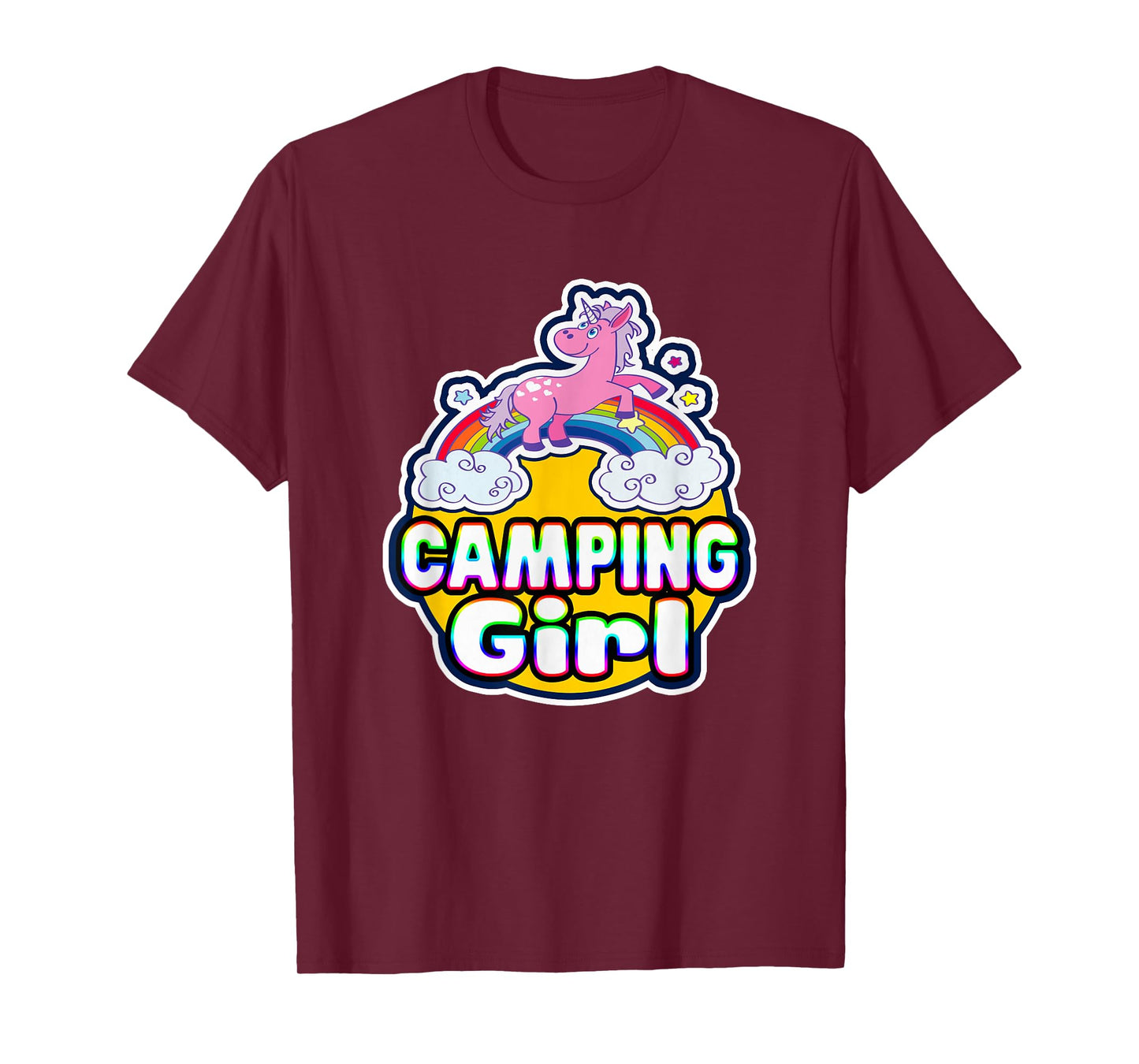 Camping Girl Cute Rainbow Unicorn Party Camper T-Shirt T-Shirt