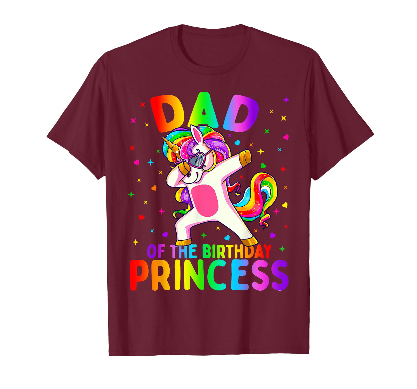 Dad of the Birthday Princess Girl Dabbing Unicorn Father T-Shirt