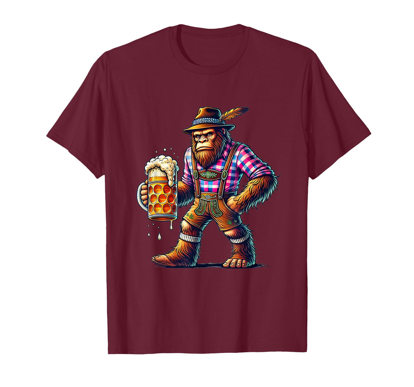 German Bigfoot Sasquatch Lederhose Funny Oktoberfest 2025 T-Shirt