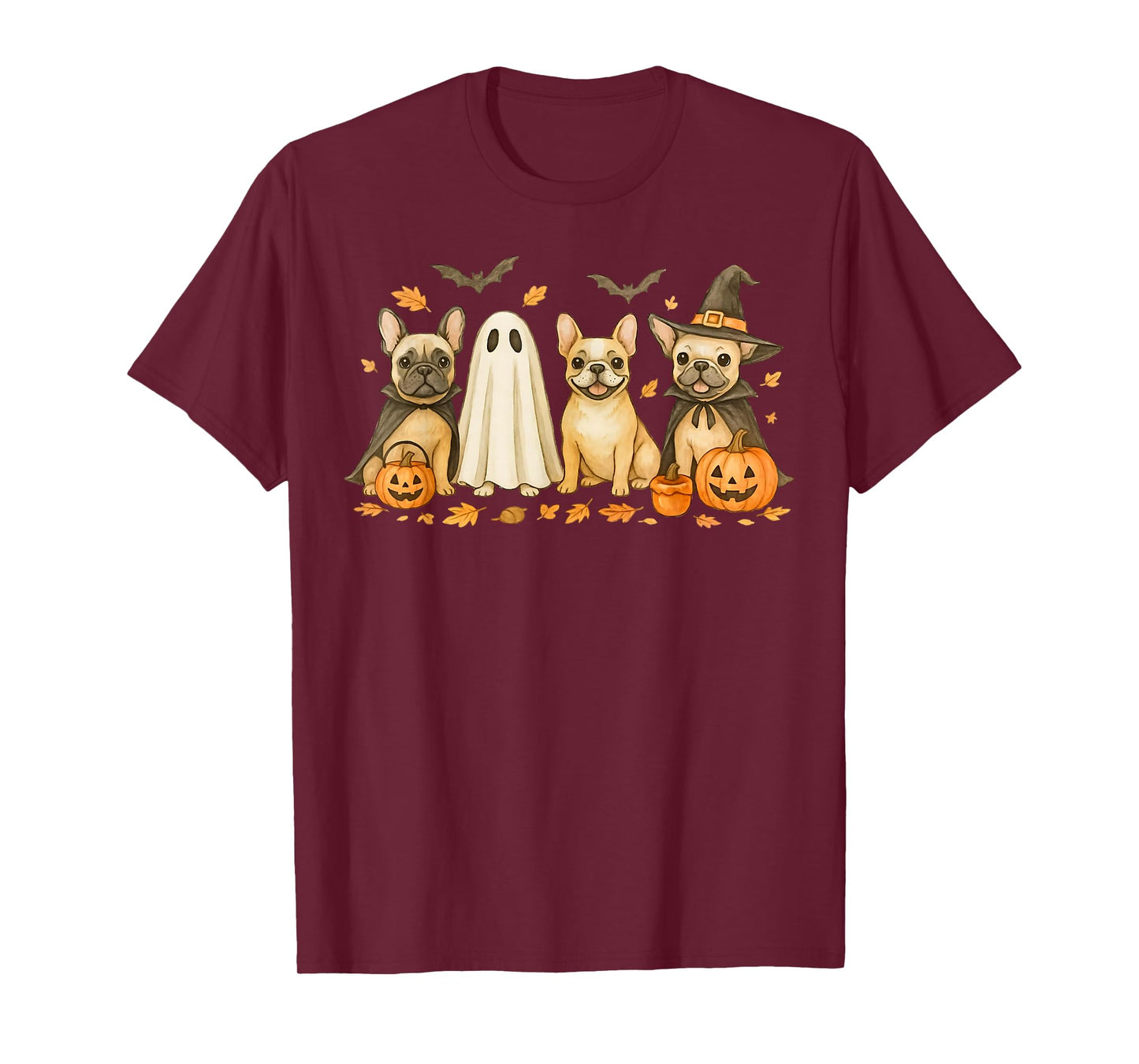 French Bulldog Ghost Witch Pumpkins Halloween Dog Costume T-Shirt
